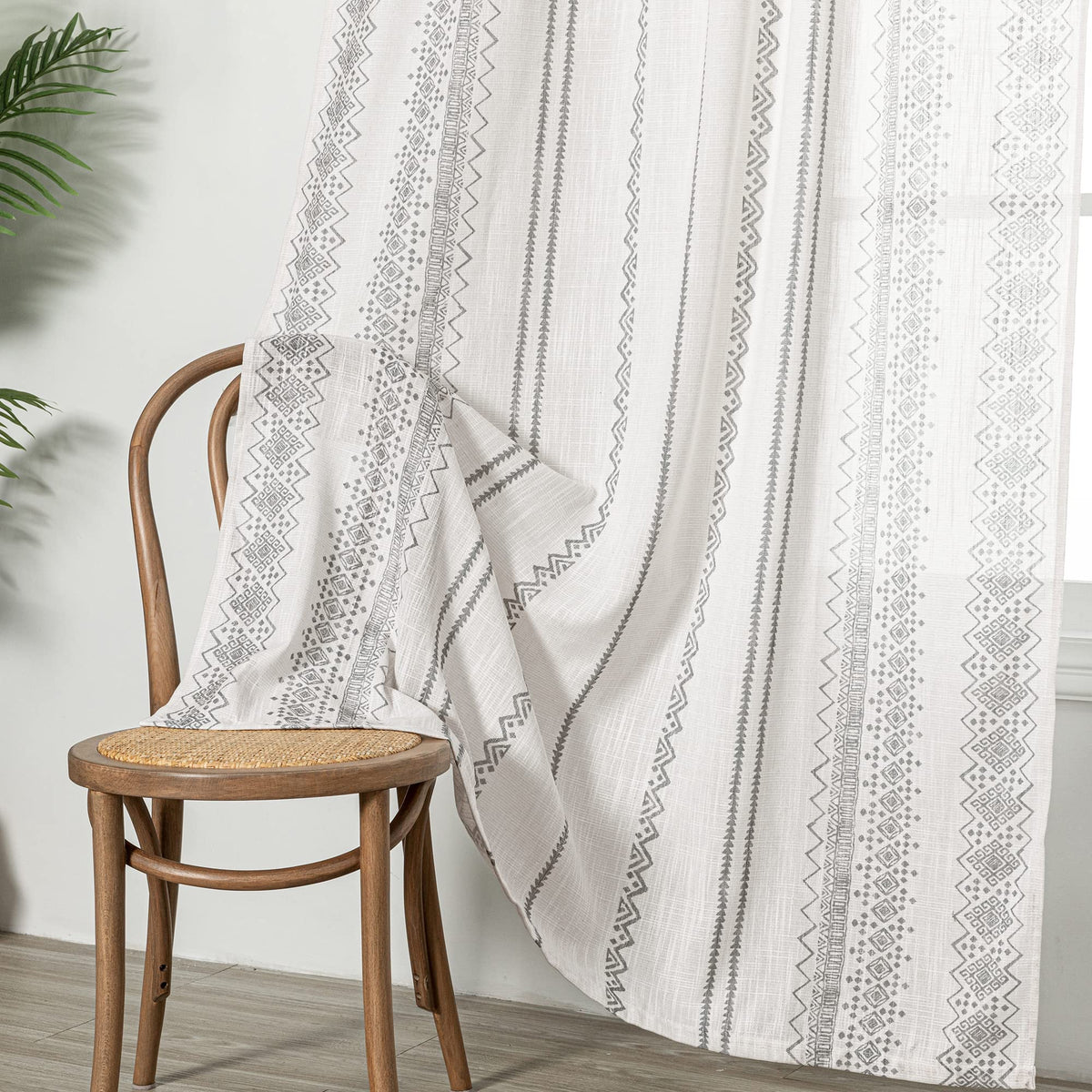MEETSKY Sage Green Curtains 72 Inches Long 2 Panels Boho Curtains for Living Room Light Filtering Patterned Drapes for Bedroom Linen Style Back Tab Leaf Print Window Treatment, 50” Wide Each Panel