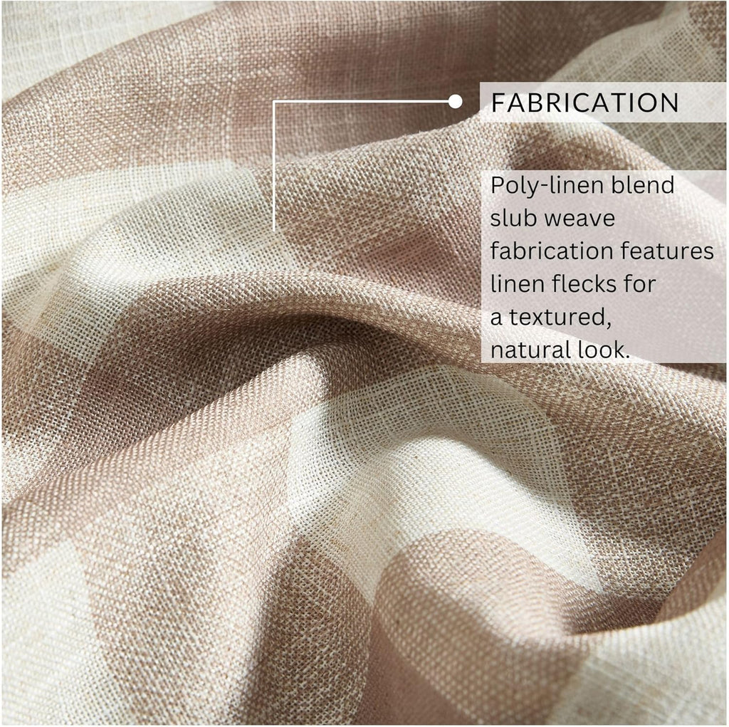Grainger Buffalo Check Blackout Window Curtain, Linen - 52" W x 84" L