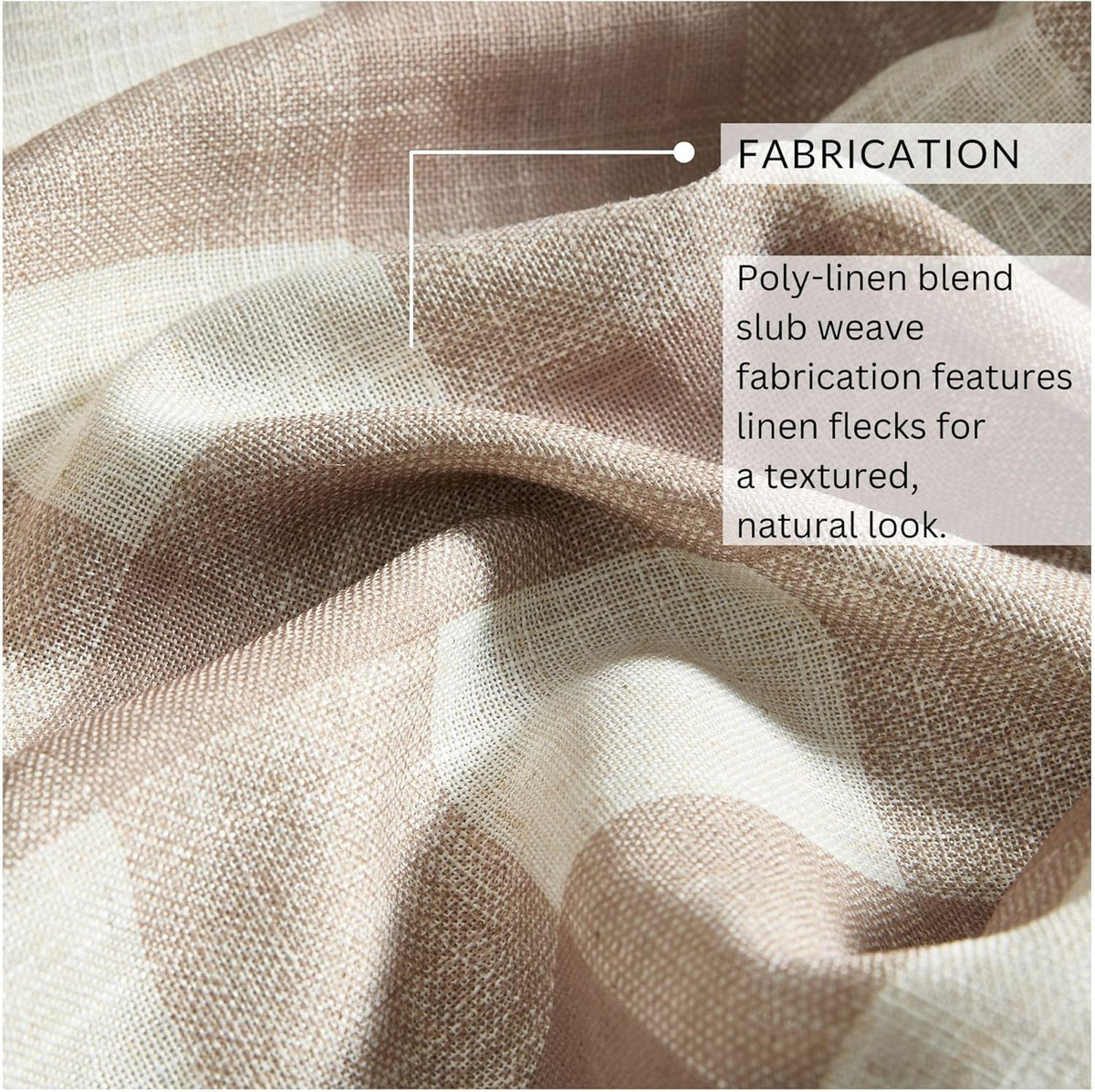Grainger Buffalo Check Blackout Window Curtain, Linen - 52" W x 84" L