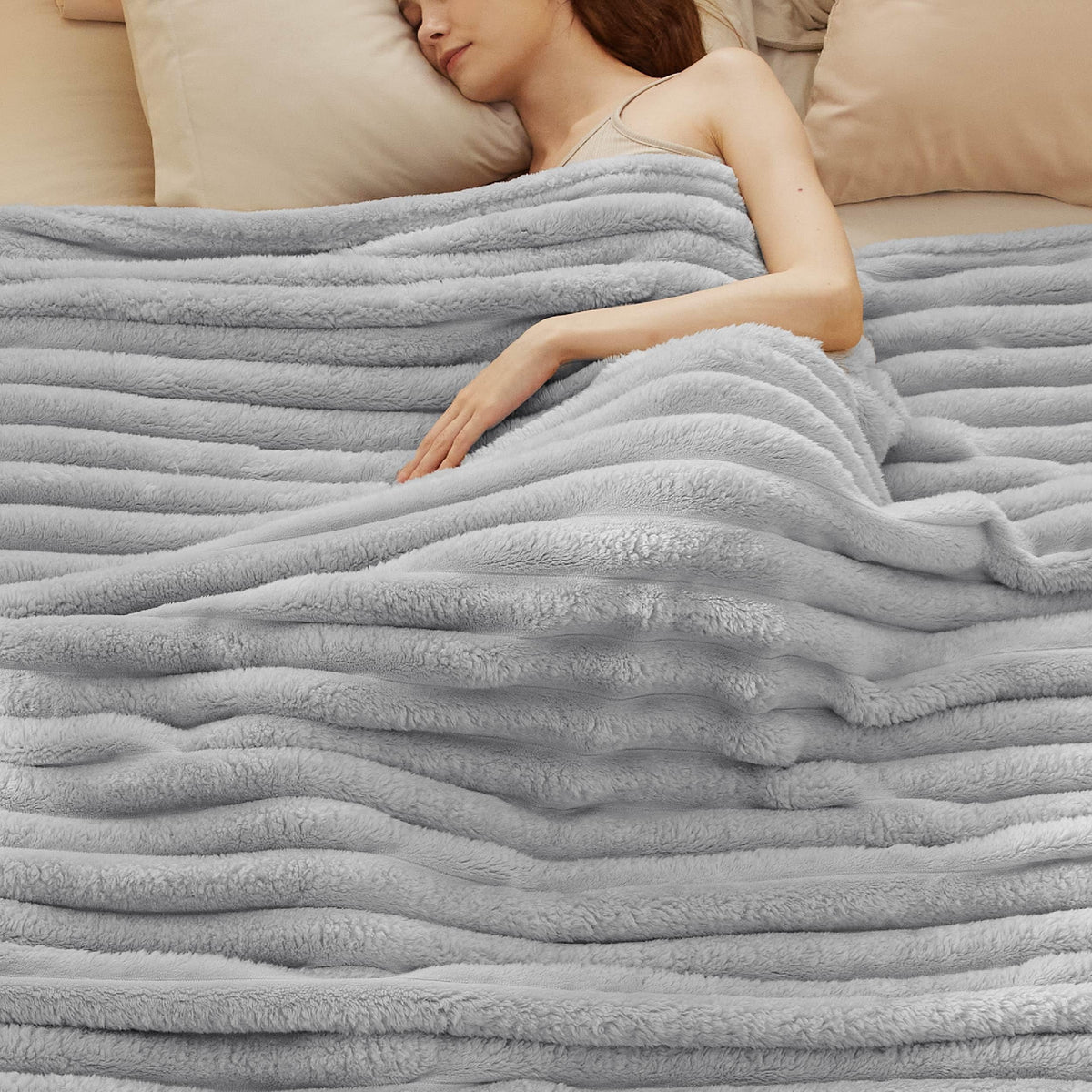 Bedsure Soft Cozy Fluffy Comfort Throw Blanket for Bed, White, 50"x60"