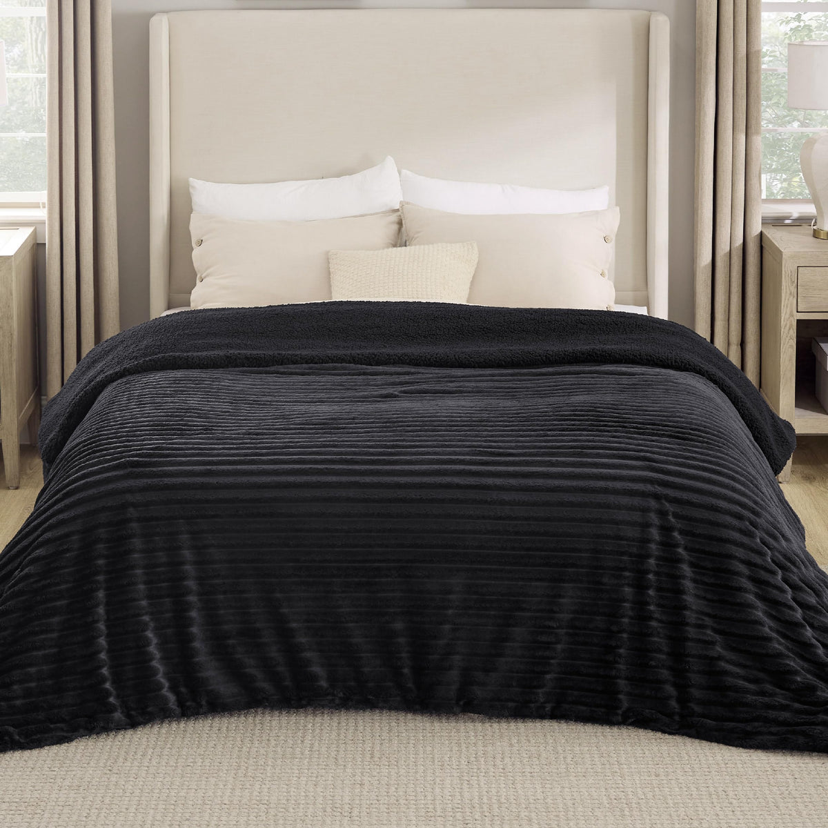 Bedsure Soft Sherpa Blanket Fluffy Throw Gift Beige 50"x60"