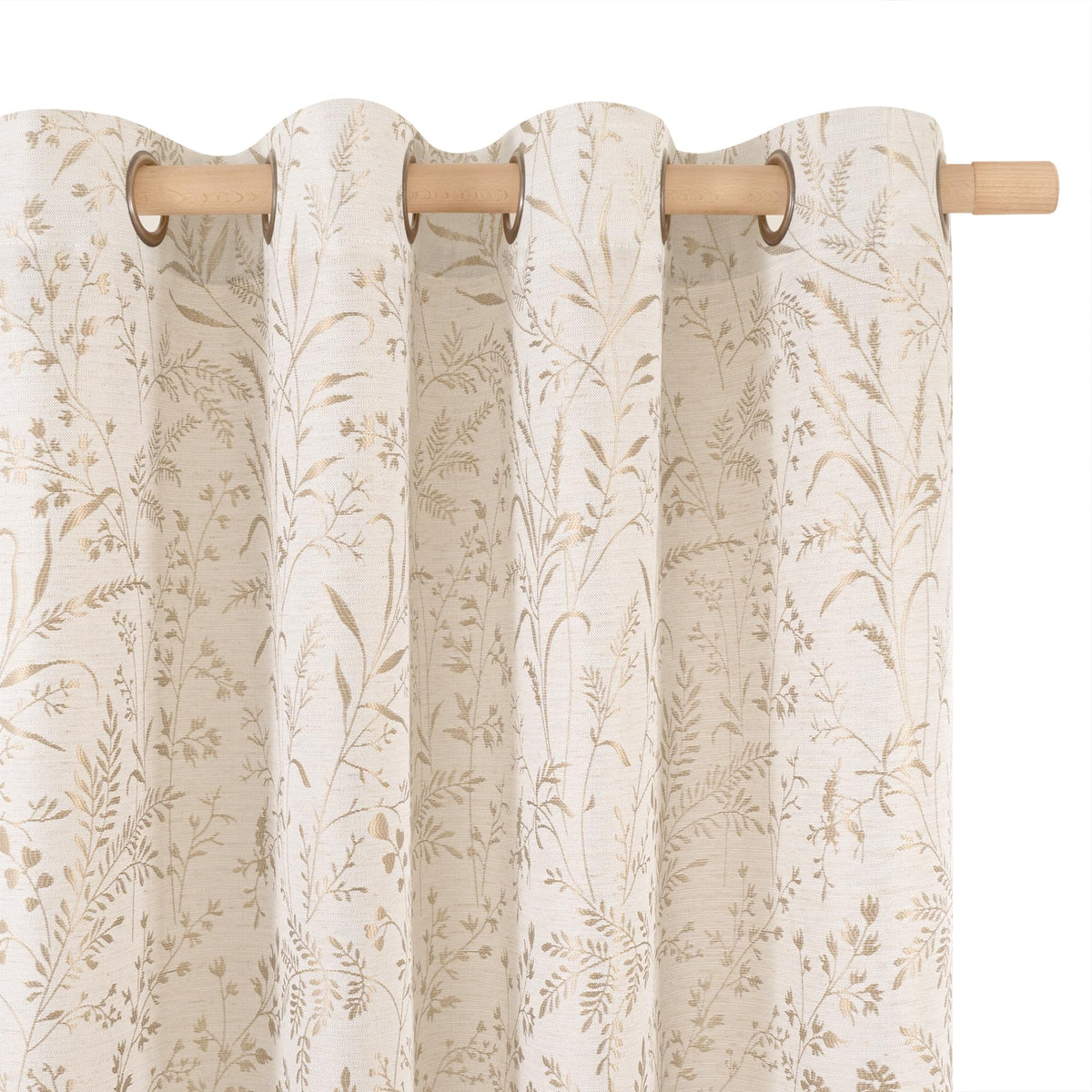 BGment Green Leaf Linen Curtains for Living Room 84 Inch Length 2 Panels