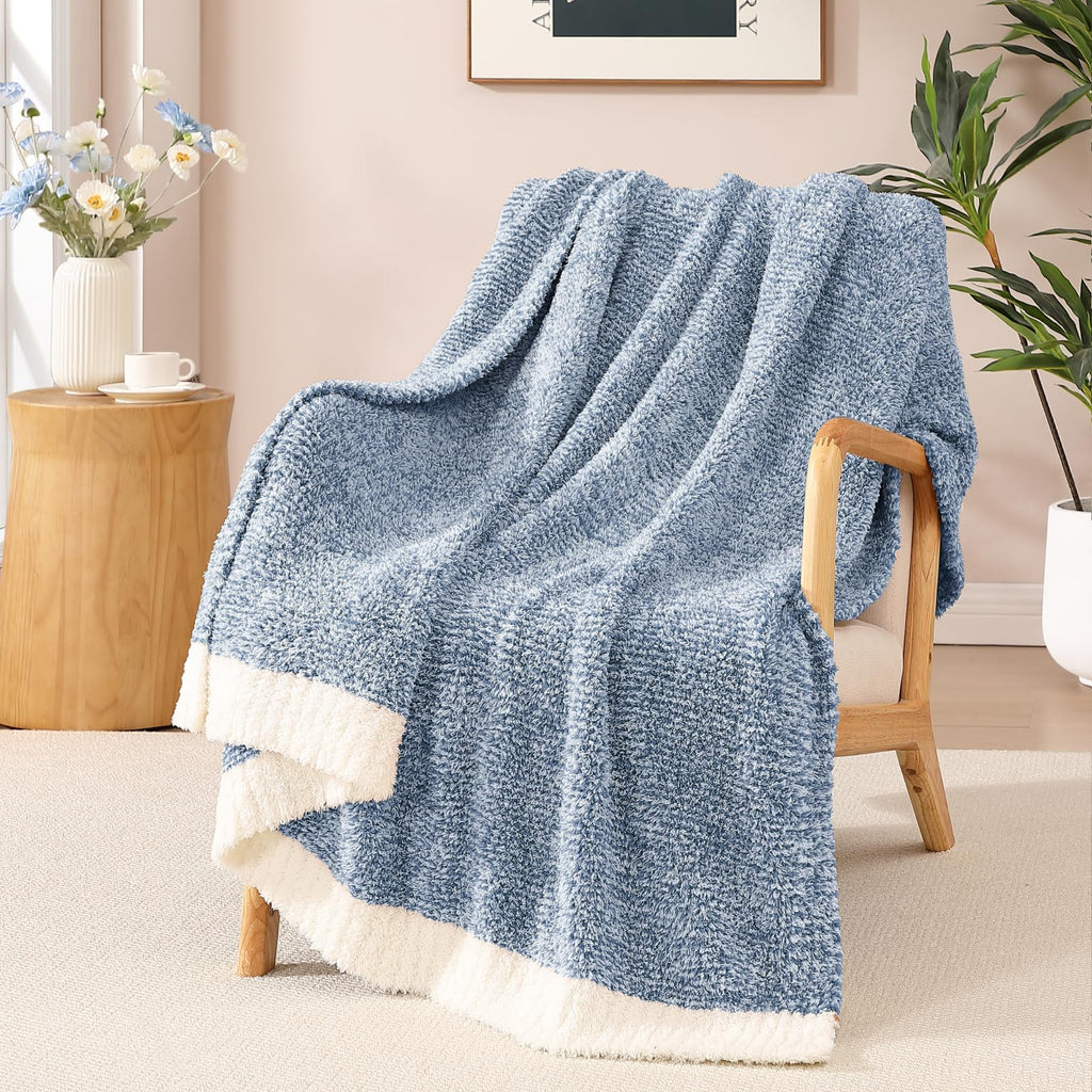 WRENSONGE Soft Checkered Throw Blanket for Couch-Cozy Warm Knitted Blankets