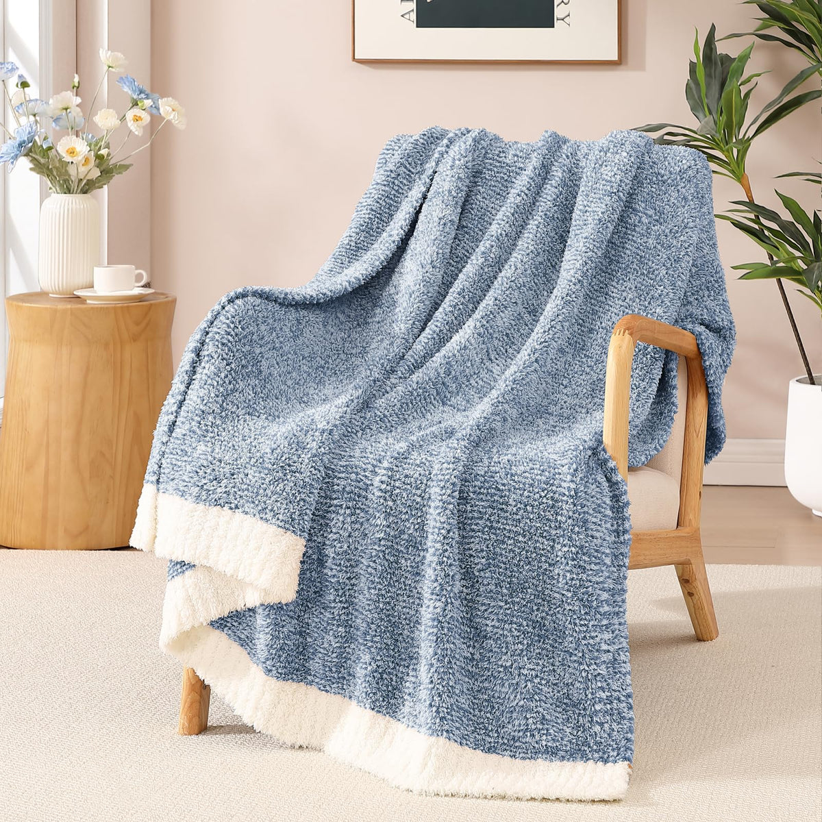 WRENSONGE Soft Checkered Throw Blanket for Couch-Cozy Warm Knitted Blankets
