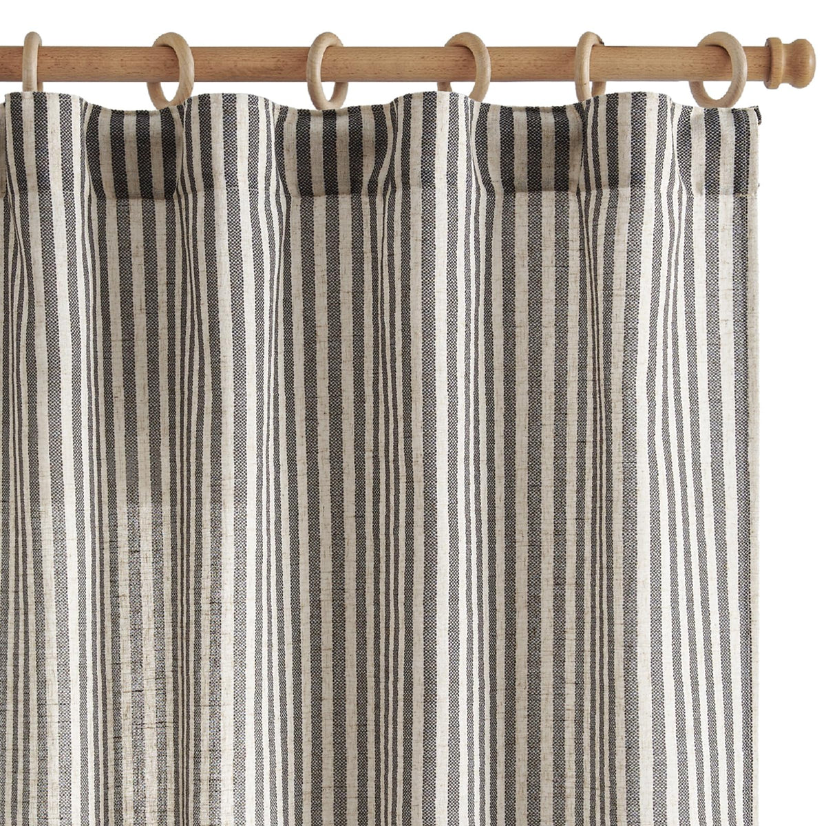 jinchan Linen Curtains 84 Inch Taupe Grey Stripe on Beige Grommet 2 Panels