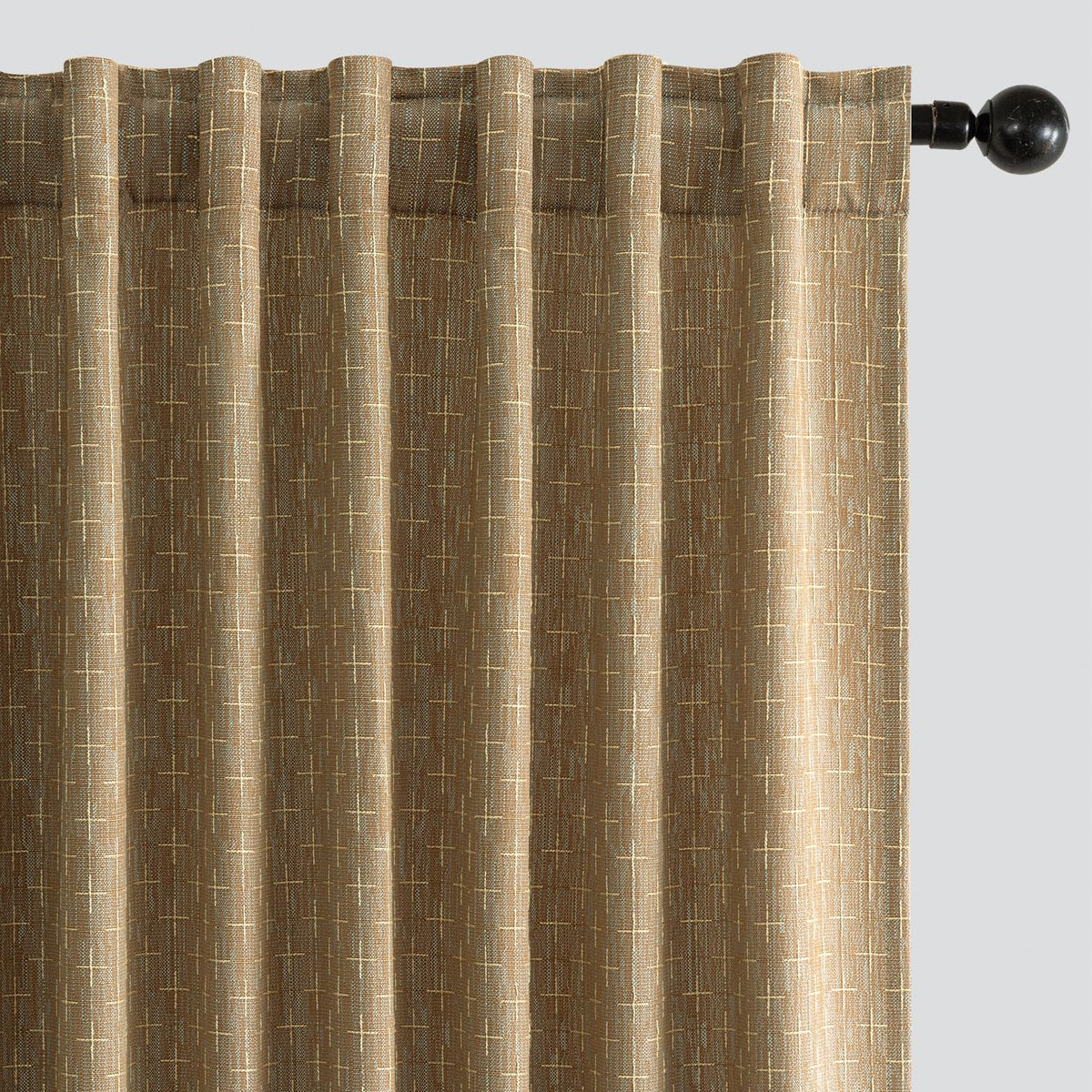 MIULEE Patterned Farmhouse Linen Curtains, Back Tab, 52Wx84L, Blue