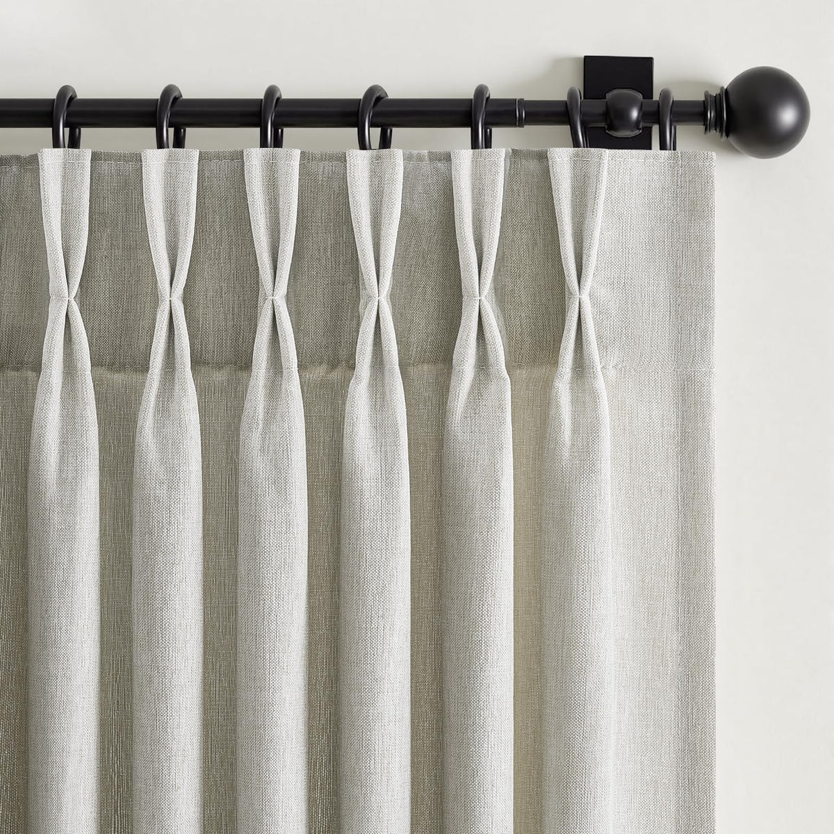 96 Inches Long Pinch Pleated Semi Sheer Curtains,Natural Linen Blended Light Filtering Window Curtains 96 Length for Living Room Bedroom Pinch Pleat Drapes with Hooks 2 Panels 72" Wx96 L