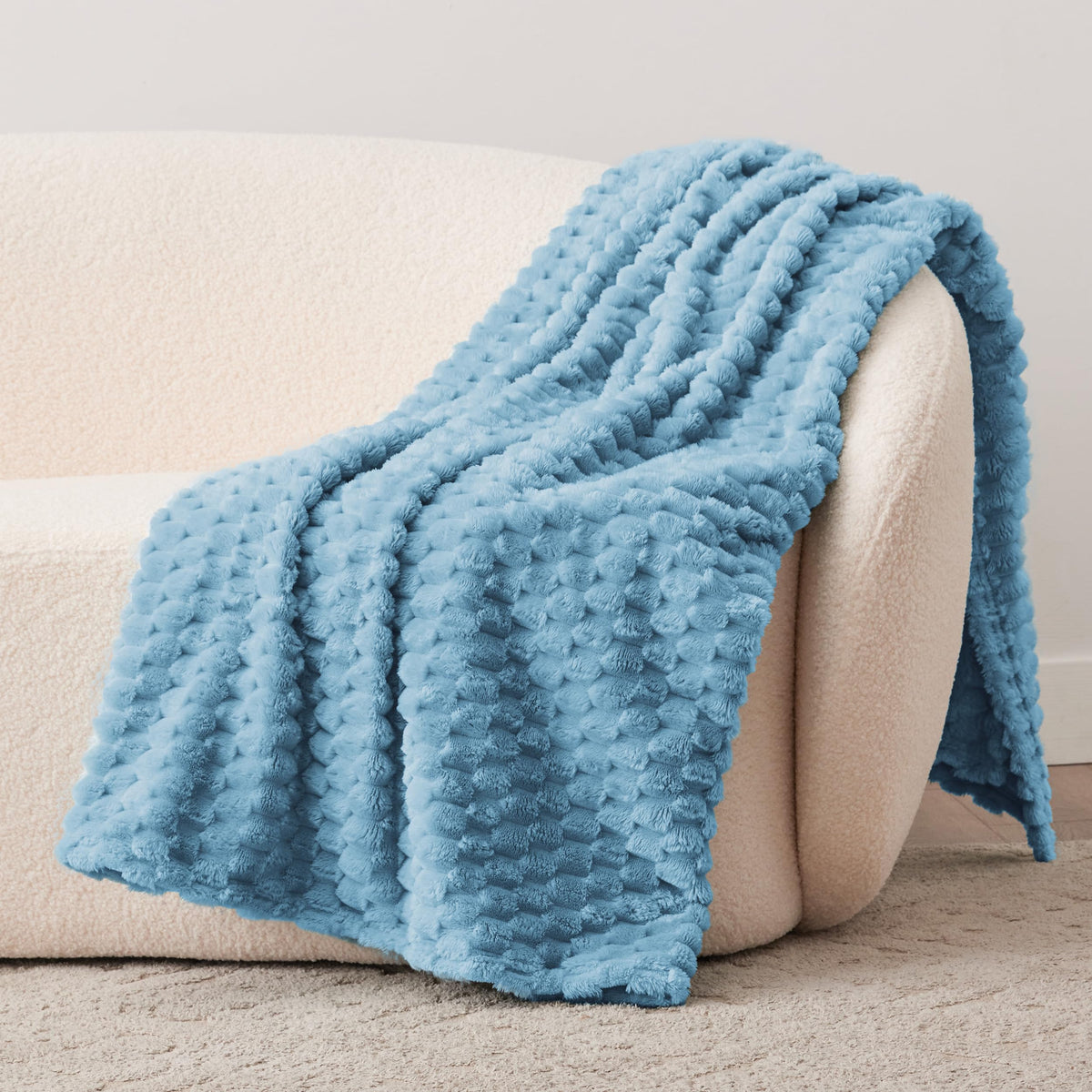 EXQ Home Turtle Shell Throw Blanket Beige for Couch Gentle Soft Fleece