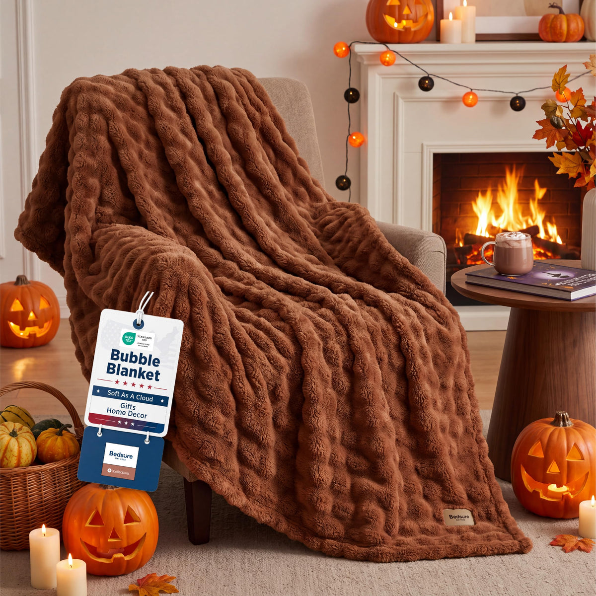 Bedsure Cloud Bubble Blanket, Soft Cozy Throw, Off White, 50"×60"