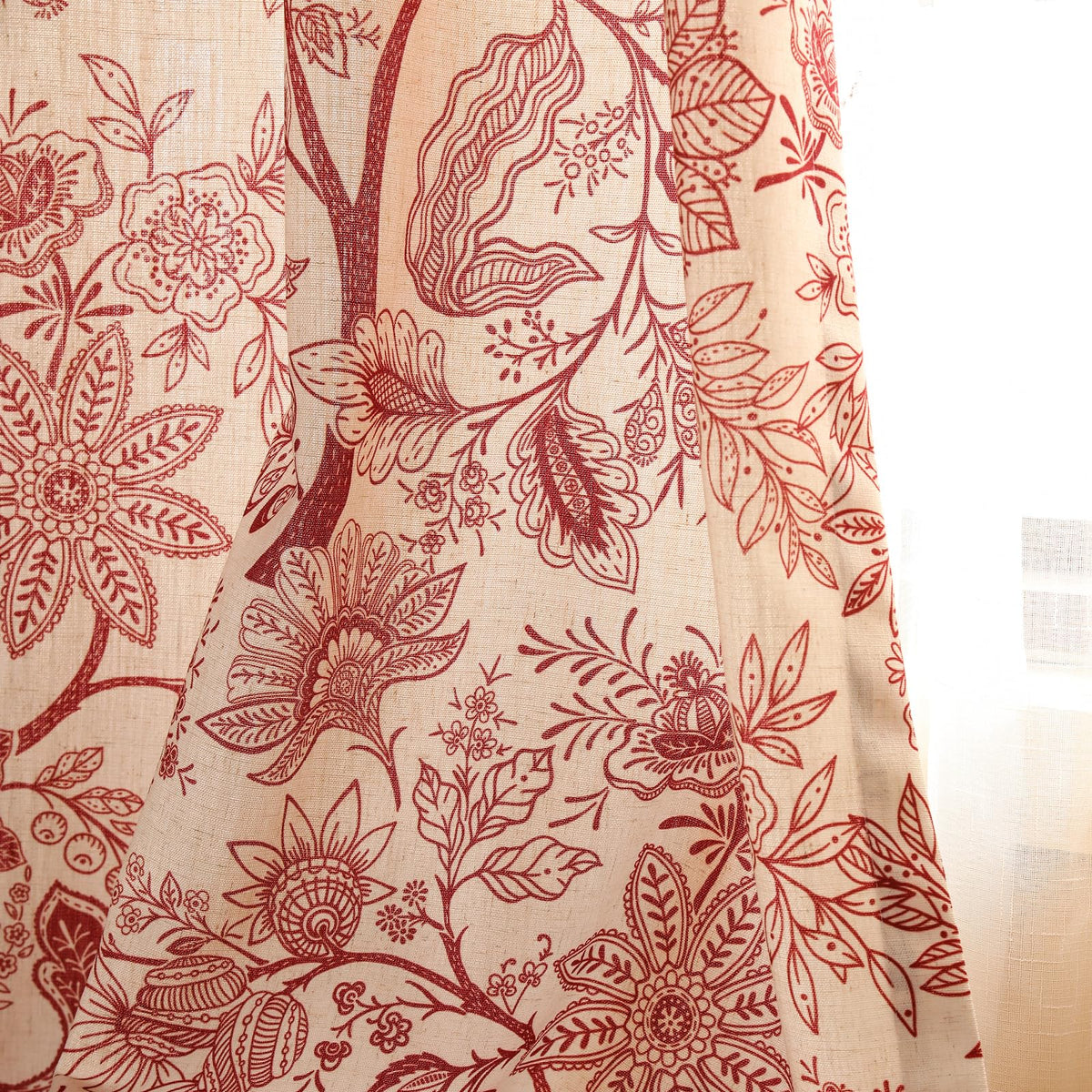 ISAENNE Designer French Linen Printed Curtains,2 Panels,71"x53"-Cornucopi
