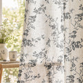 jinchan Taupe Floral Linen Curtains 84 Inch Farmhouse Back Tab 2 Panels