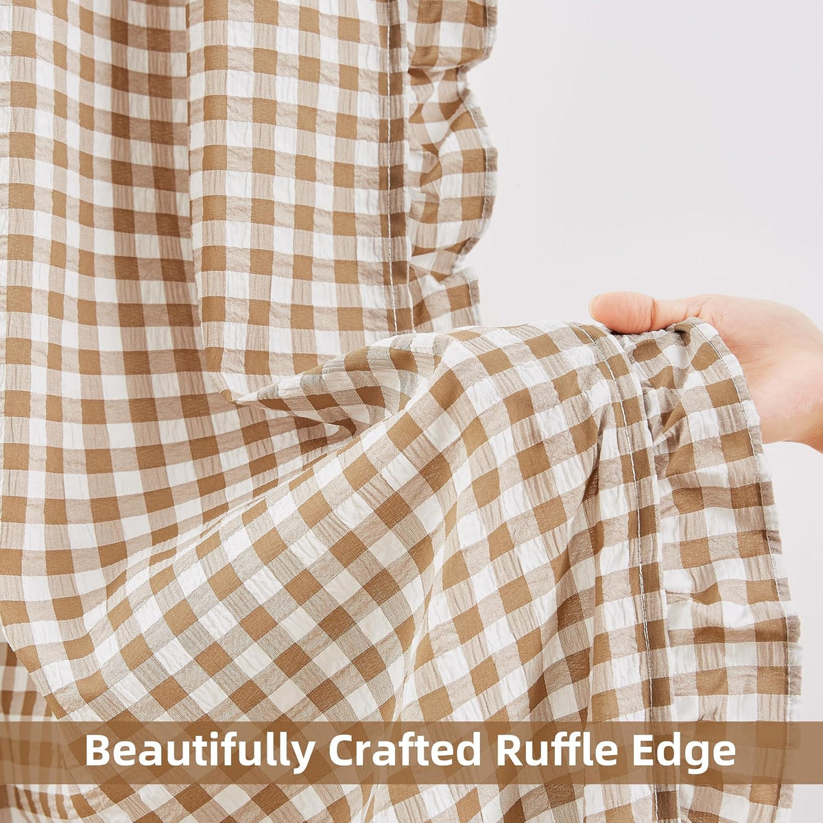 ZJDECOR Brown White Buffalo Plaid Curtains 84 Inches Long for Bedroom