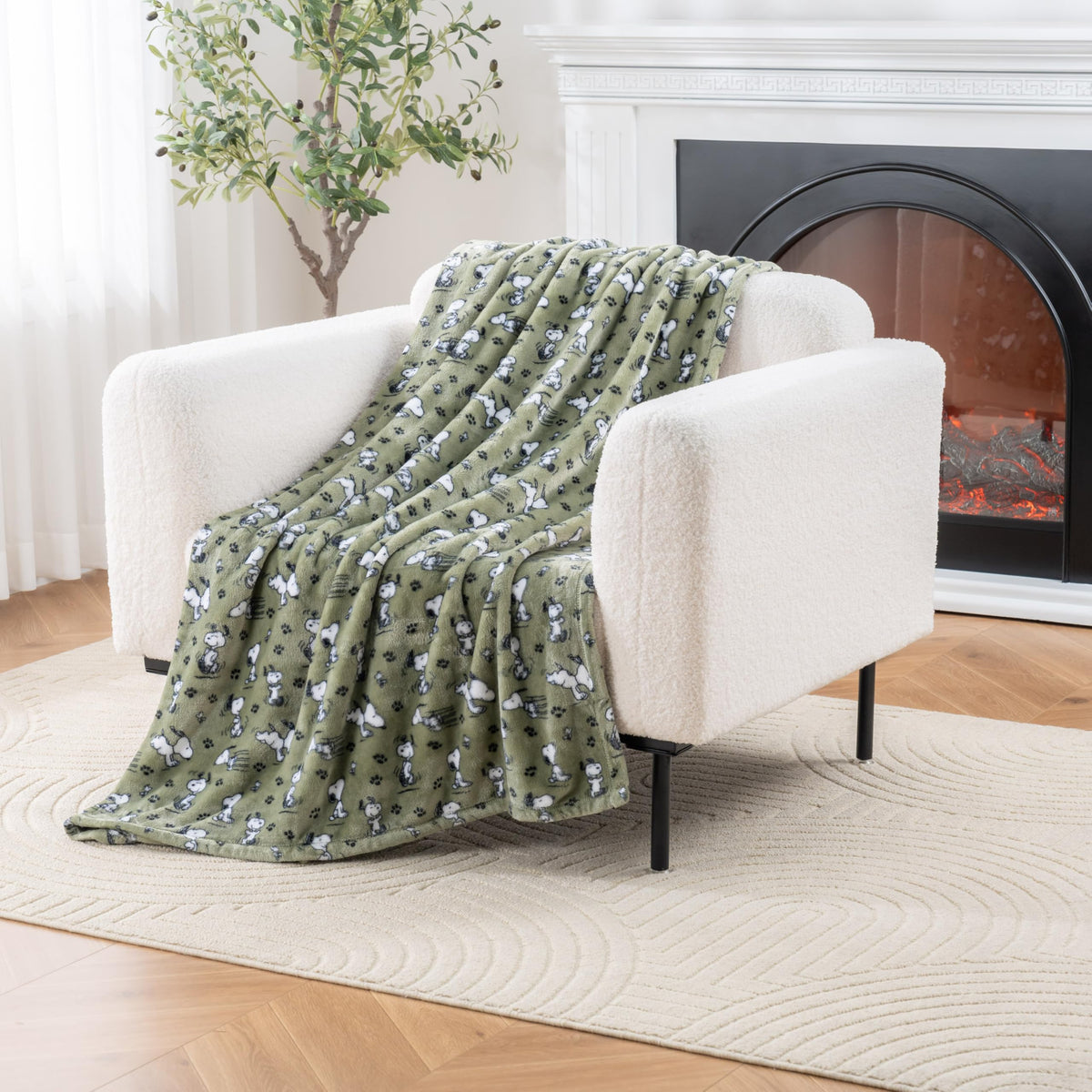 Berkshire Blanket Peanuts® VelvetLoft® Cute Character Snoopy Plush Throw Blanket,Peanuts Poses and Paws Grey,Throw 55 in x 70 in (Official Peanuts® Product)