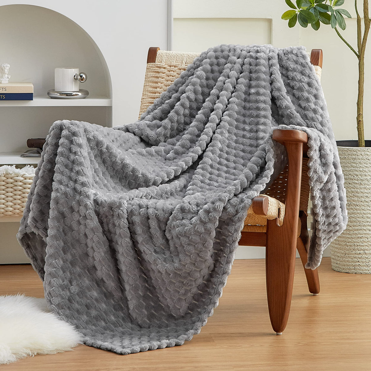 EXQ Home Turtle Shell Throw Blanket Beige for Couch Gentle Soft Fleece