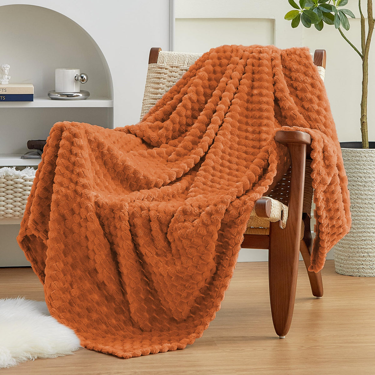 EXQ Home Turtle Shell Throw Blanket Beige for Couch Gentle Soft Fleece