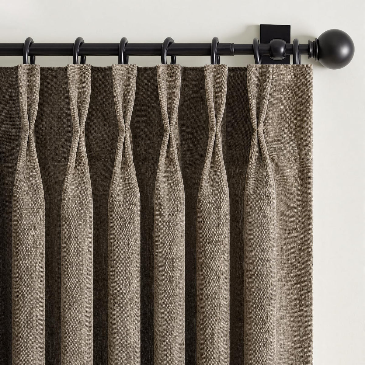 96 Inches Long Pinch Pleated Semi Sheer Curtains,Natural Linen Blended Light Filtering Window Curtains 96 Length for Living Room Bedroom Pinch Pleat Drapes with Hooks 2 Panels 72" Wx96 L