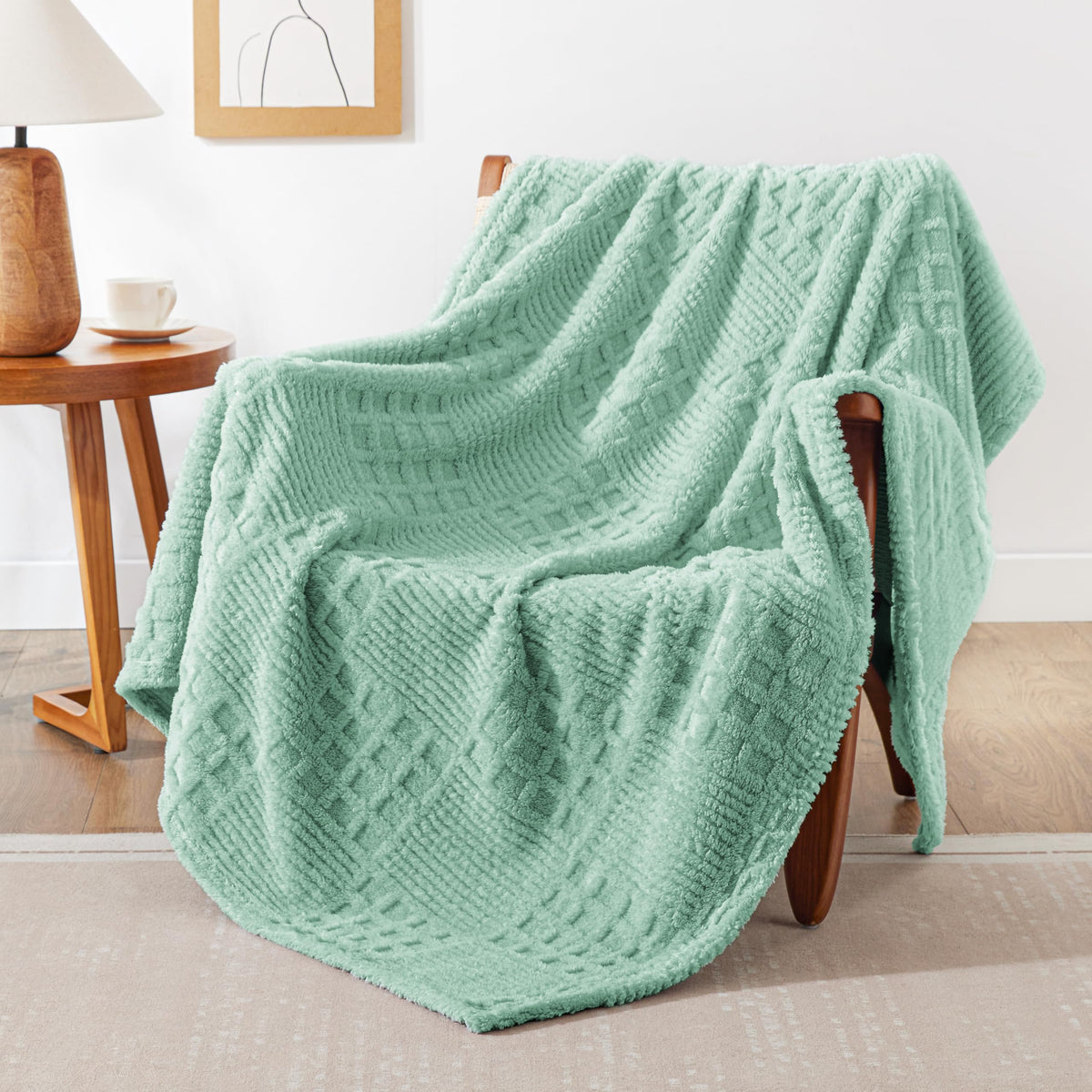 EXQ Home Turtle Shell Throw Blanket Beige for Couch Gentle Soft Fleece
