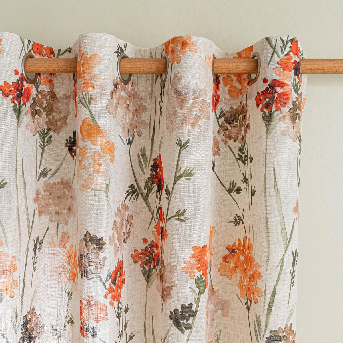 MYSKY HOME Floral Curtains 72 inch for Living Room Linen Semi Sheer Light Filtering Privacy Protect Lightweight Drapes Decor Farmhouse Soft Touch for Dining Room, Yellow, 52" Wide, 2 Panels