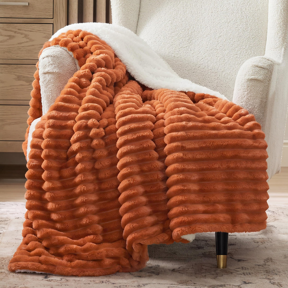Bedsure Soft Sherpa Blanket Fluffy Throw Gift Beige 50"x60"