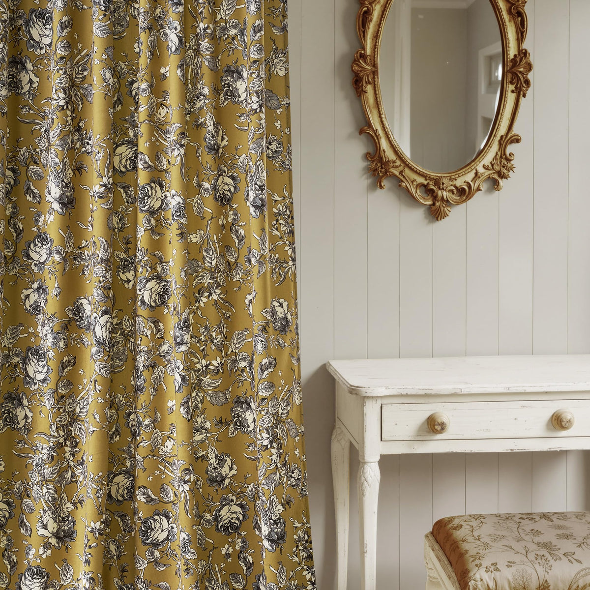 StangH Black Floral Vintage Curtains Luxury Velvet Drapes 96 Inch 2 Panels