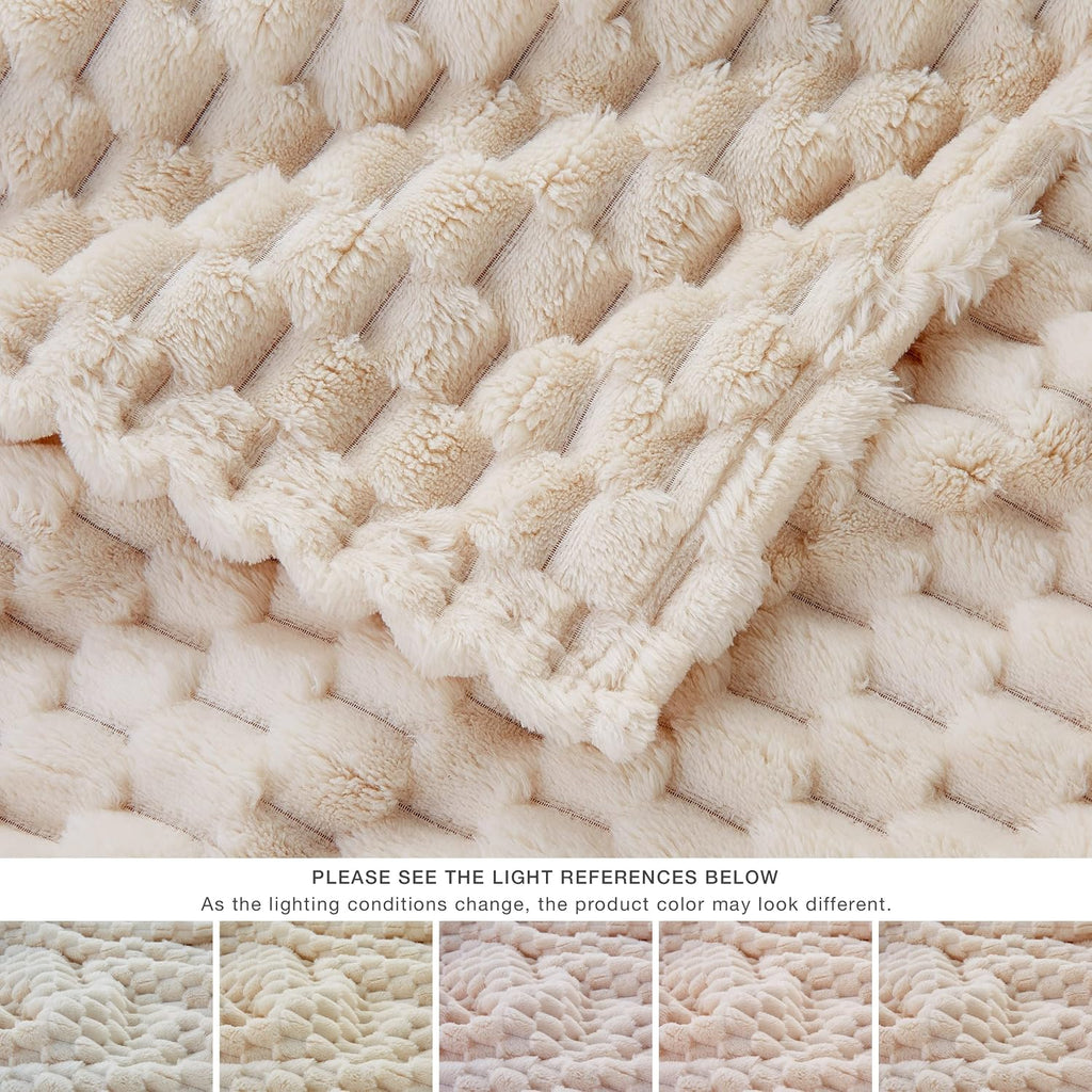 EXQ Home Turtle Shell Throw Blanket Beige for Couch Gentle Soft Fleece