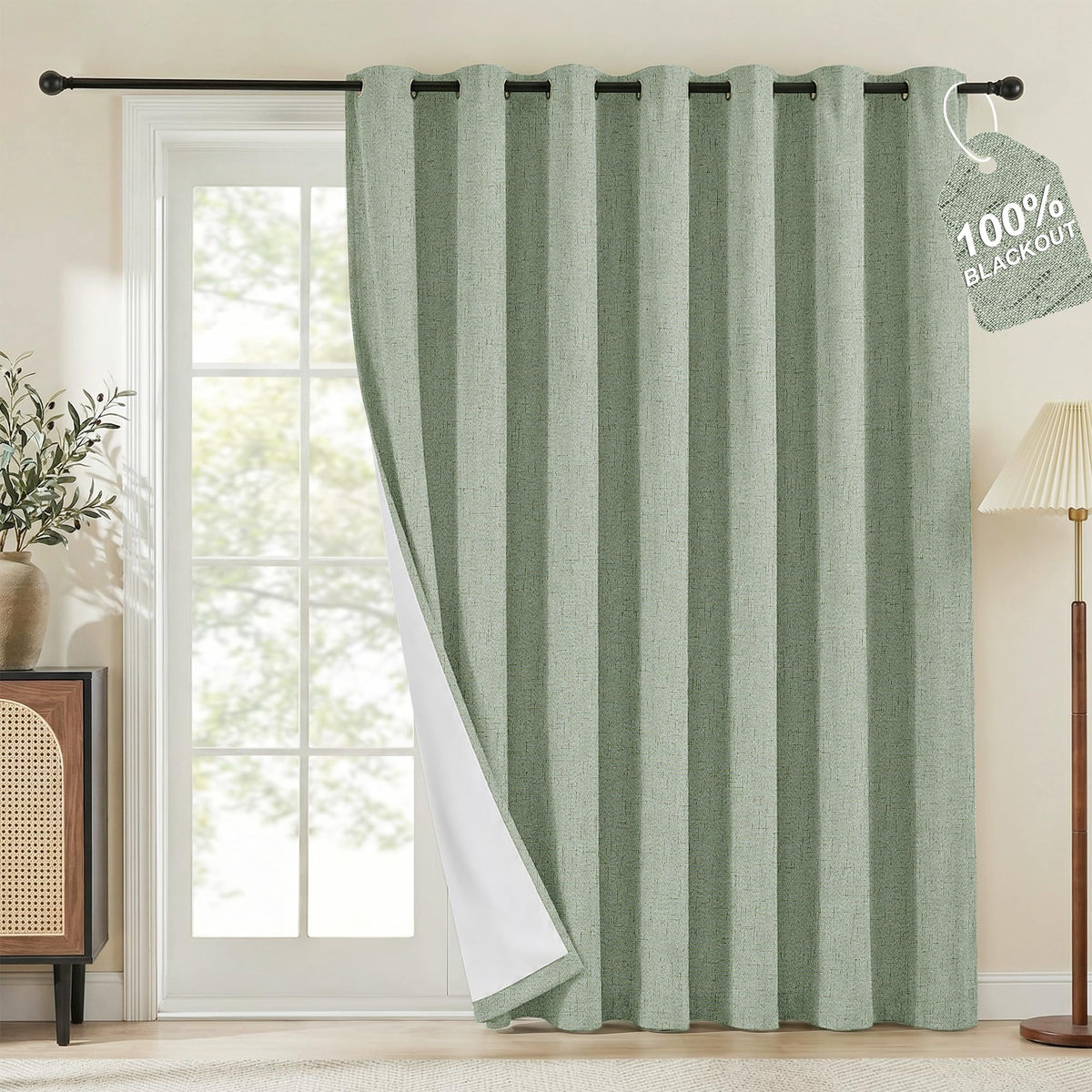 NICETOWN Beige Linen Blackout Curtains 84 Inches Long, W52xL84, 2 Panels