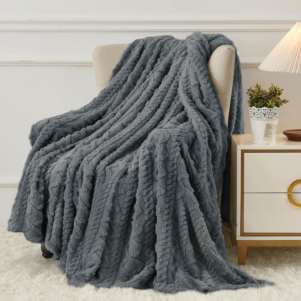 Aganear Fleece Throw Blanket for Couch, Fall Boho Blankets,50"x60" Khaki