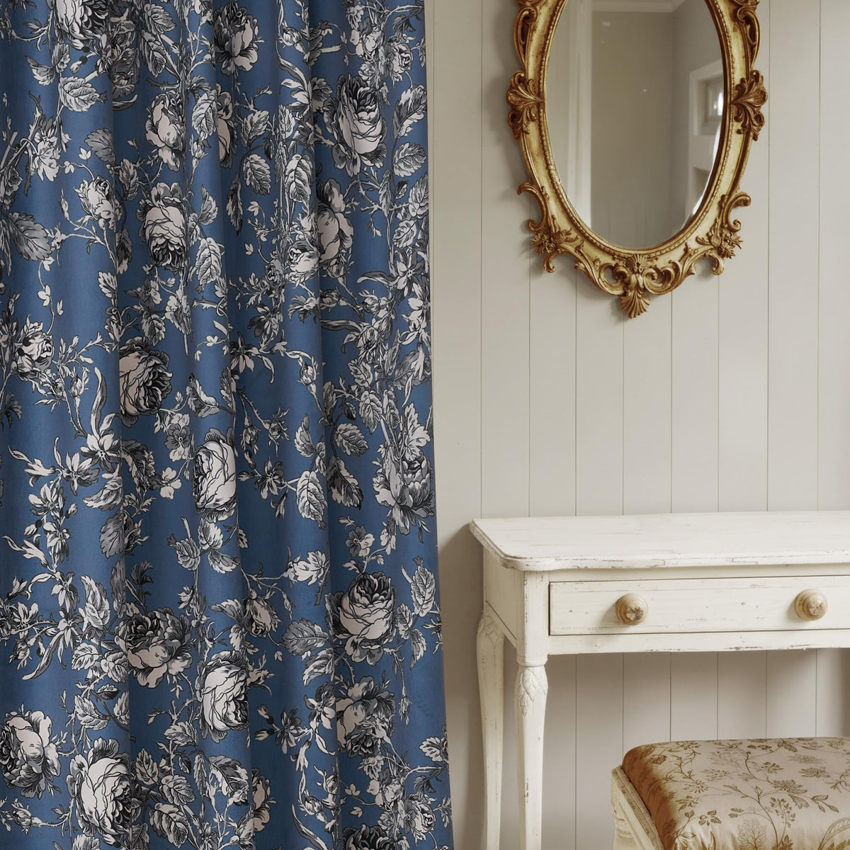StangH Black Floral Vintage Curtains Luxury Velvet Drapes 96 Inch 2 Panels