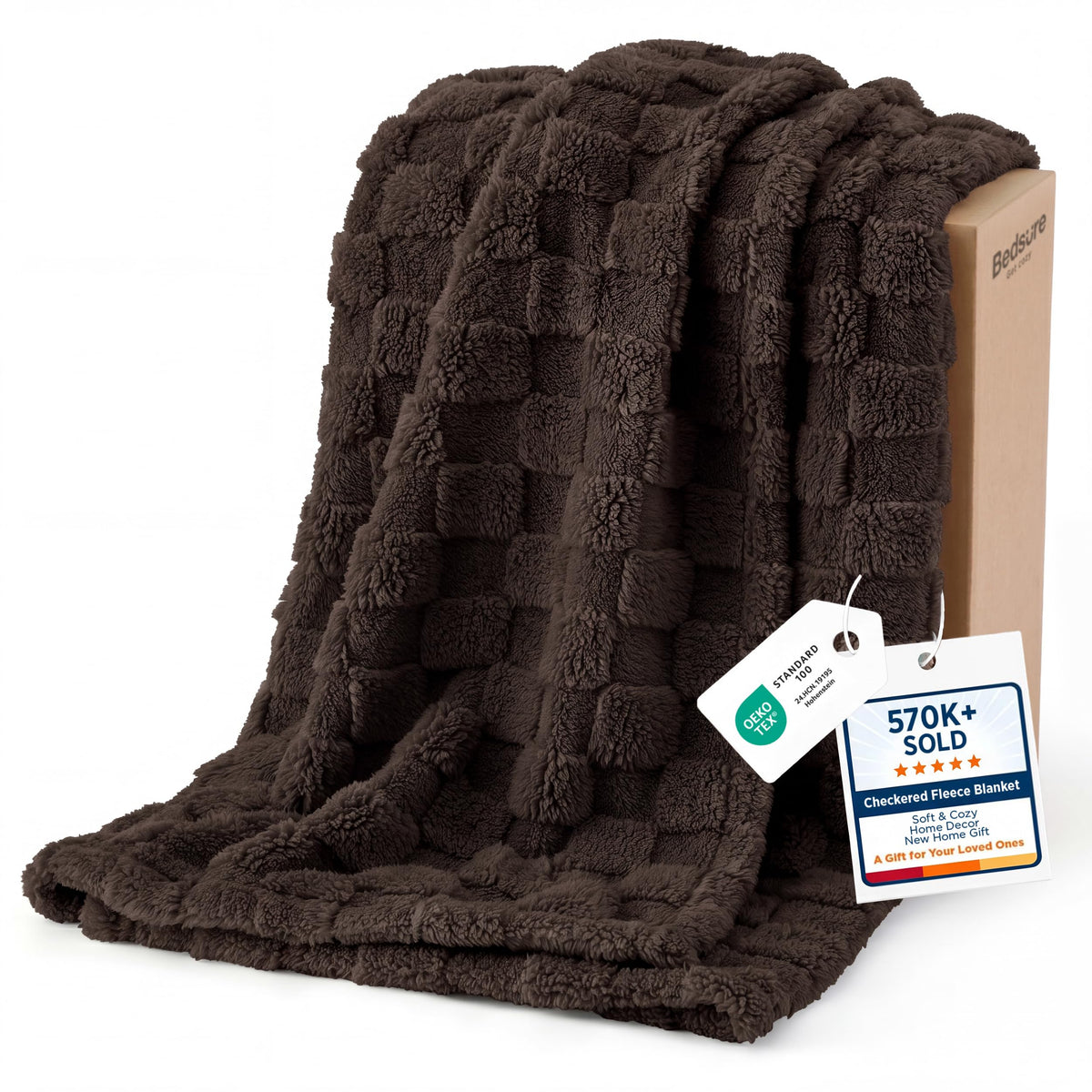 Bedsure Checkered Fleece Throw Blanket,Cute Home Decor,Sage Green,50"×60"