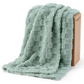 Bedsure Checkered Fleece Throw Blanket,Cute Home Decor,Sage Green,50"×60"