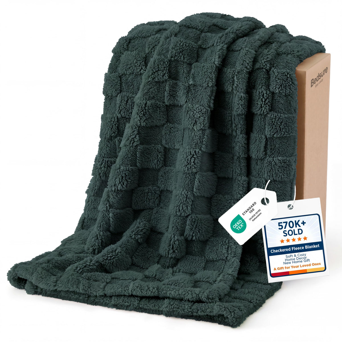 Bedsure Checkered Fleece Throw Blanket,Cute Home Decor,Sage Green,50"×60"