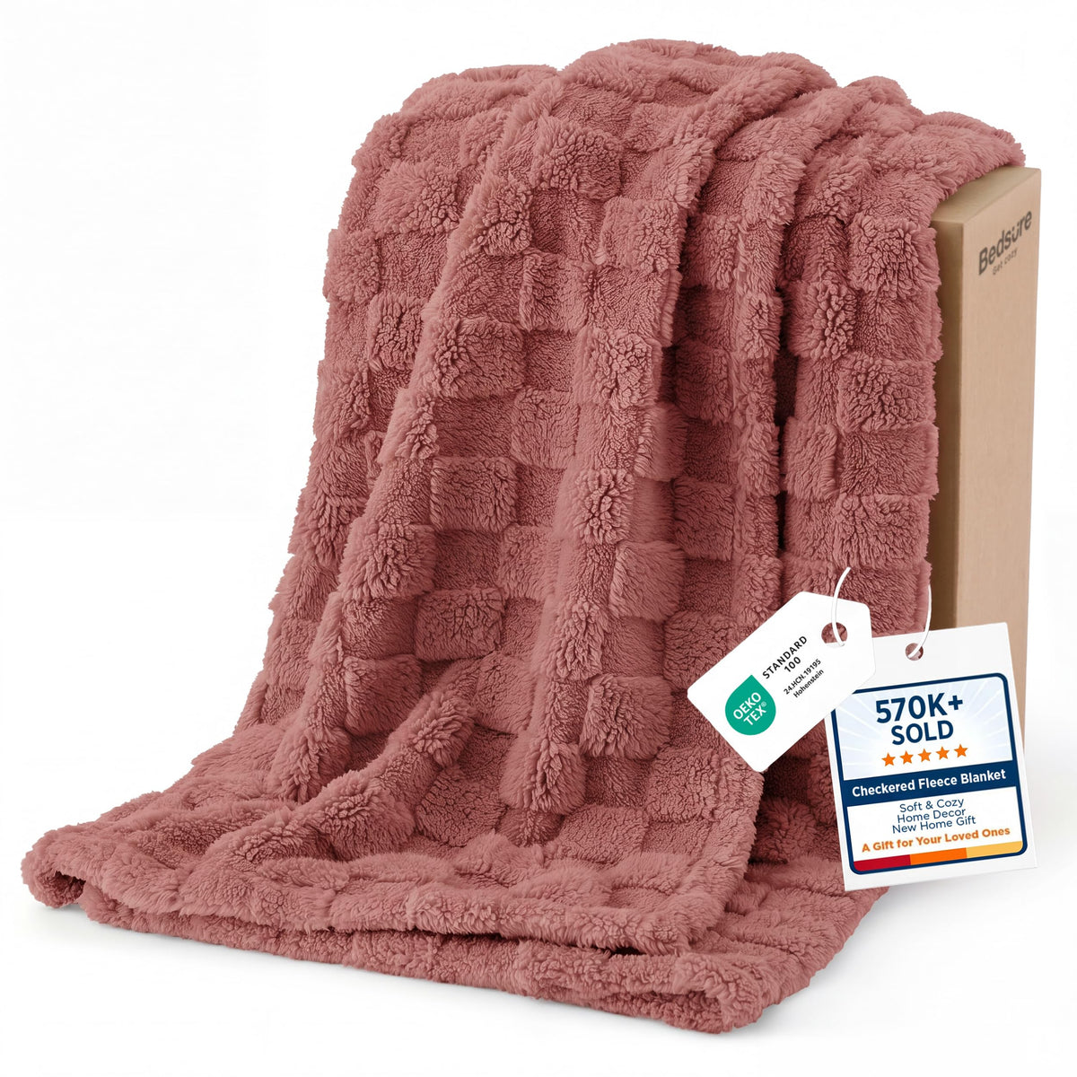 Bedsure Checkered Fleece Throw Blanket,Cute Home Decor,Sage Green,50"×60"