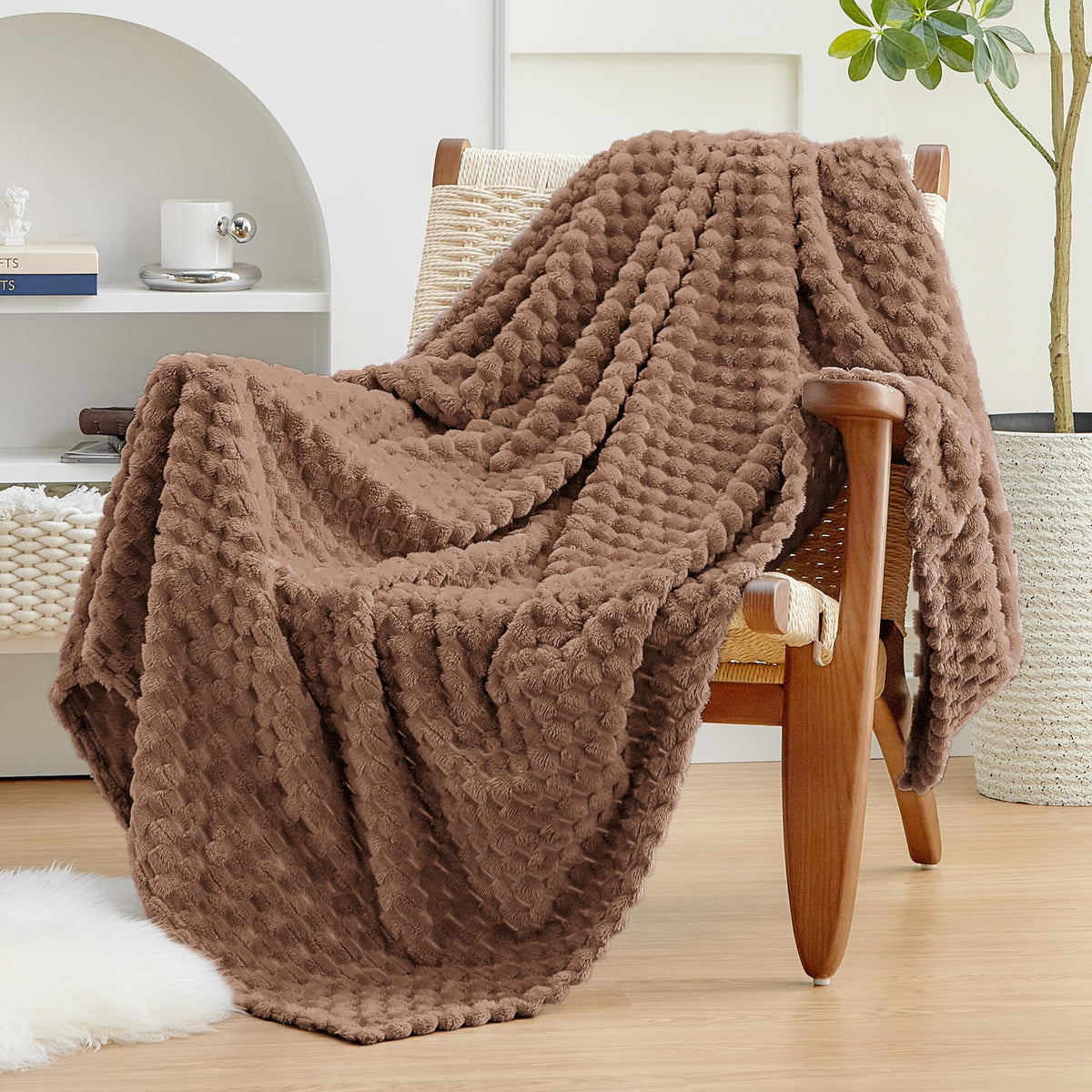 EXQ Home Turtle Shell Throw Blanket Beige for Couch Gentle Soft Fleece