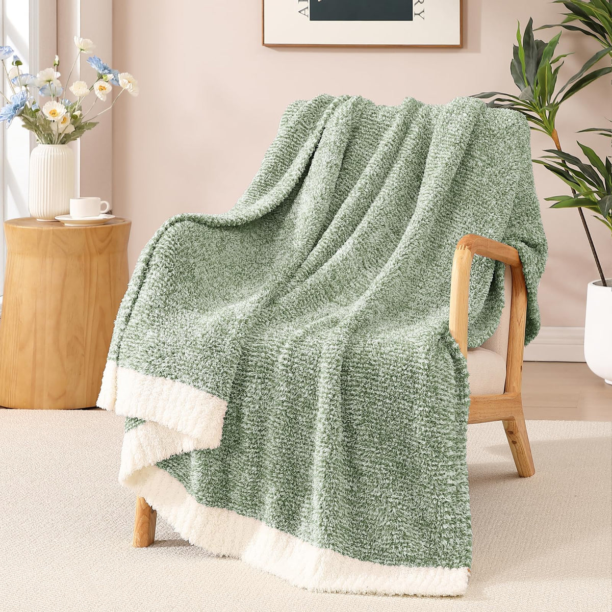 WRENSONGE Soft Checkered Throw Blanket for Couch-Cozy Warm Knitted Blankets