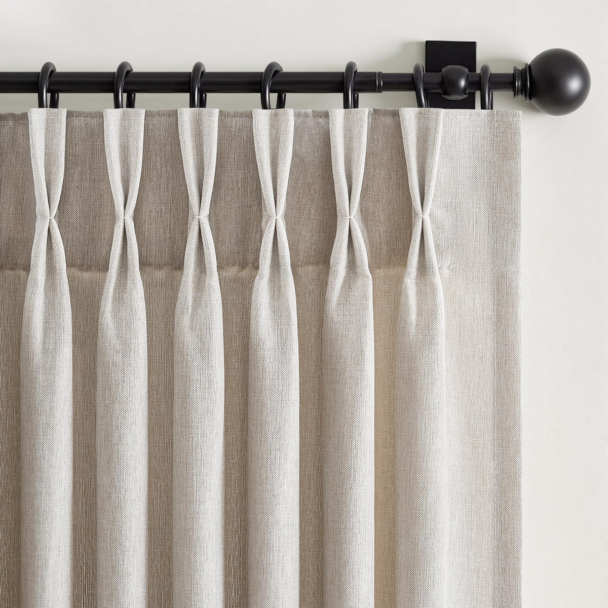 96 Inches Long Pinch Pleated Semi Sheer Curtains,Natural Linen Blended Light Filtering Window Curtains 96 Length for Living Room Bedroom Pinch Pleat Drapes with Hooks 2 Panels 72" Wx96 L