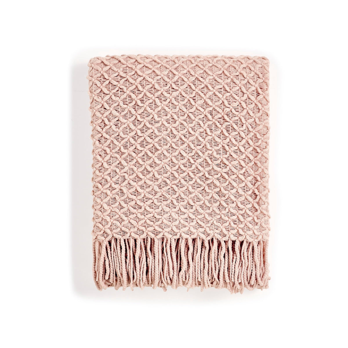 CREVENT Farmhouse Boho Knitted Throw Blanket for Couch Sofa Chair Bed Home Decoration, Soft Warm Cozy Light Weight for Spring Summer Fall (50''X60'' Off White/Ivory/Cream)