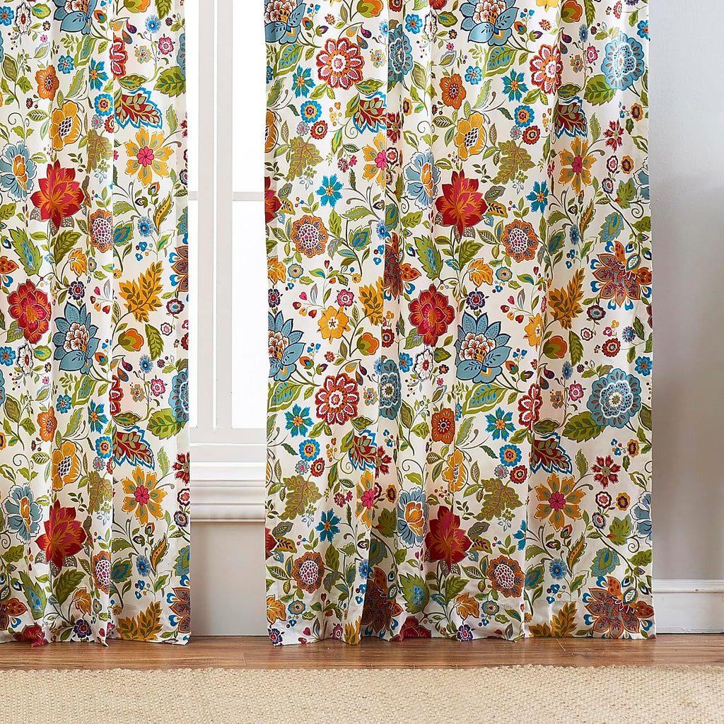 Greenland Home Astoria Semi-Sheer Curtain Panels, Set of 2, Lined, with Tiebacks, 95 L x 42 W (x2), White