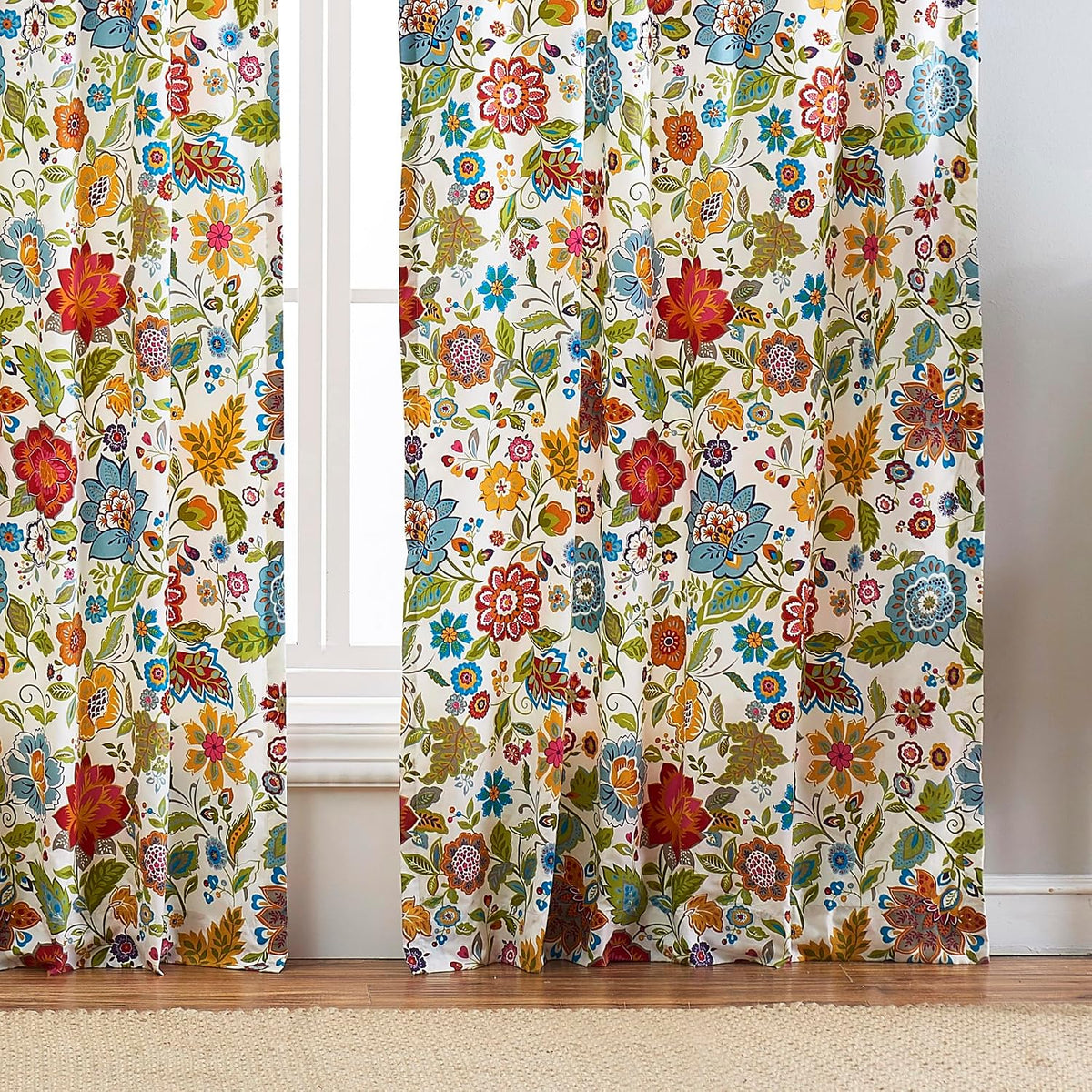 Greenland Home Astoria Semi-Sheer Curtain Panels, Set of 2, Lined, with Tiebacks, 95 L x 42 W (x2), White