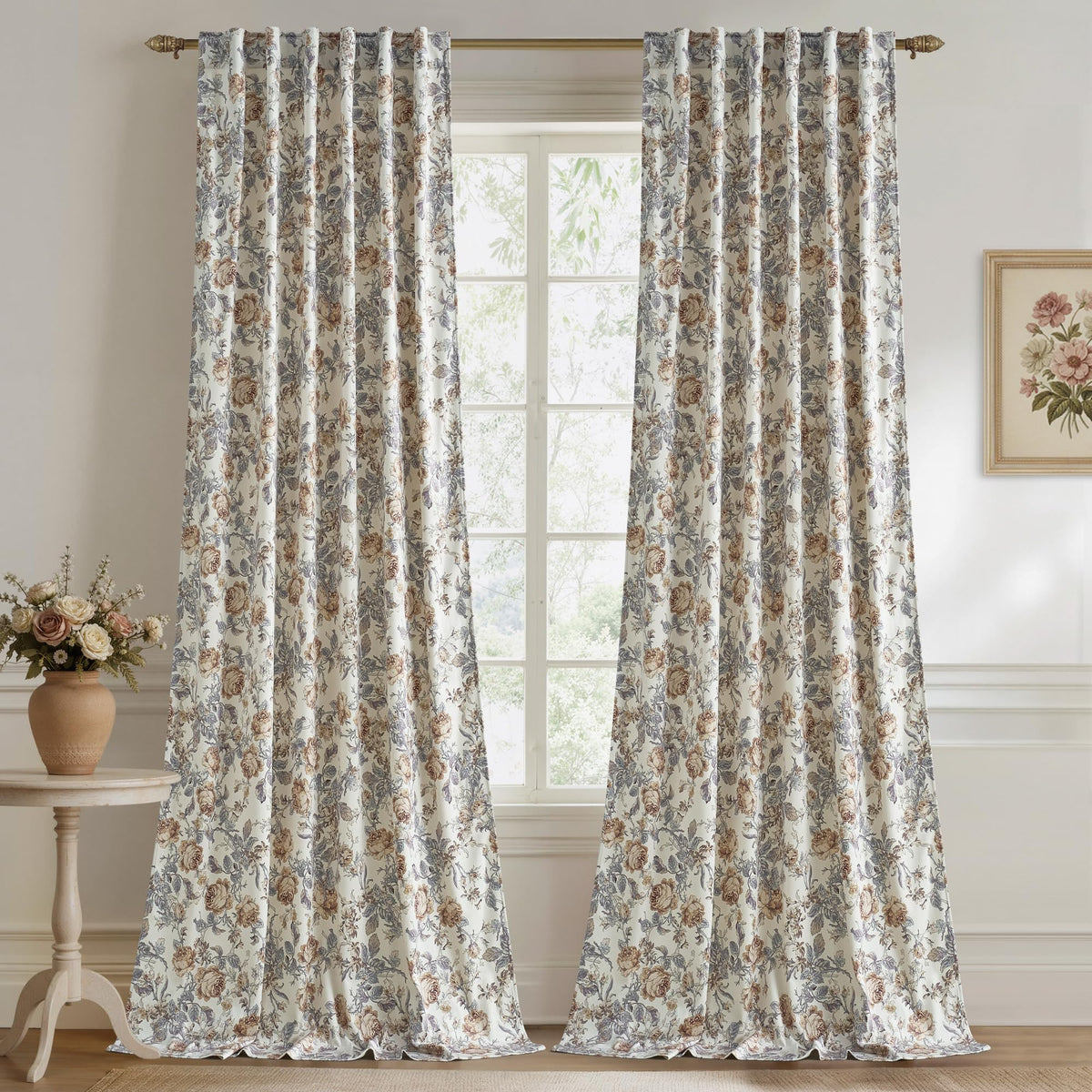 StangH Black Floral Vintage Curtains Luxury Velvet Drapes 96 Inch 2 Panels