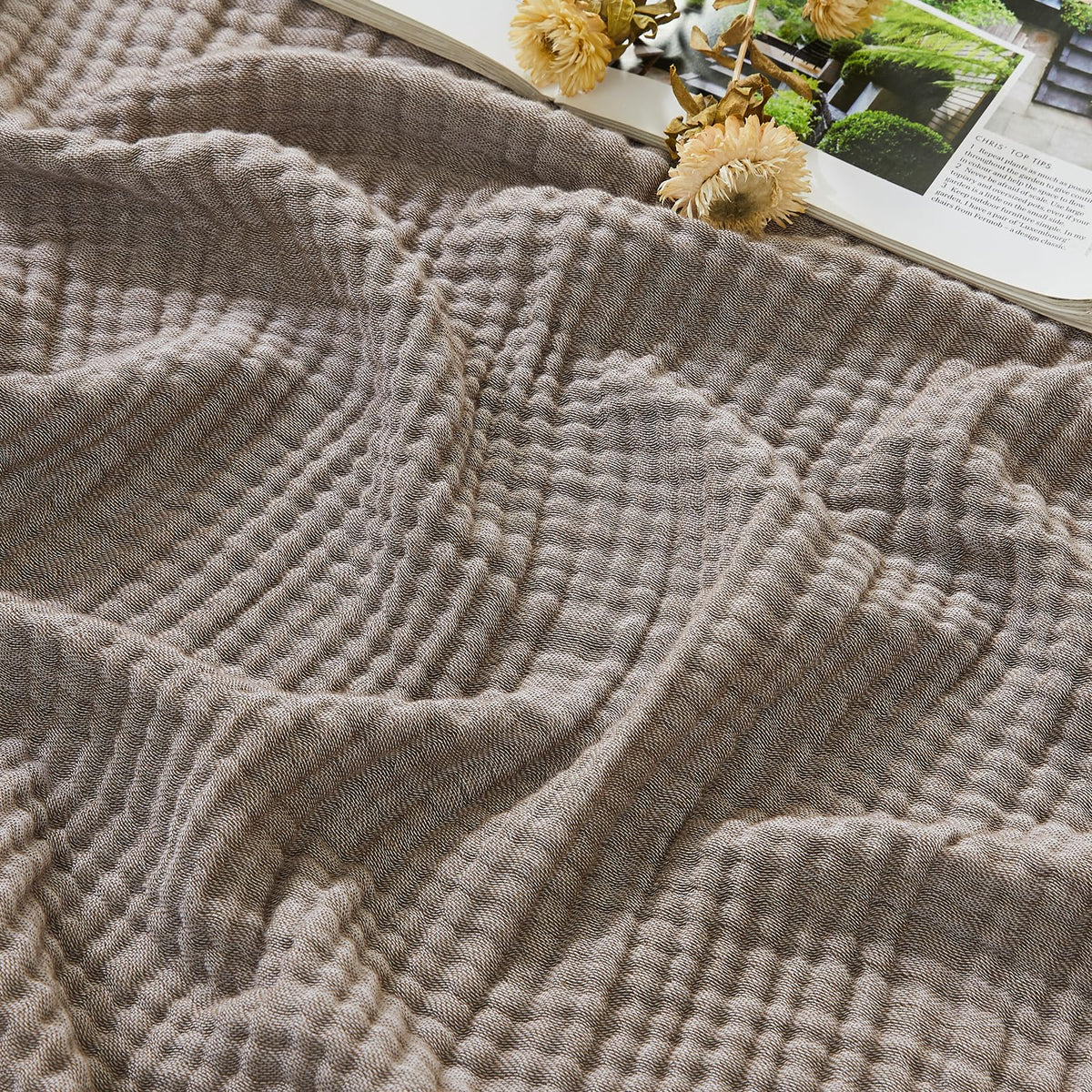 EMME Muslin Cotton Blanket Adults Heather Navy Throw XL 50"x70"