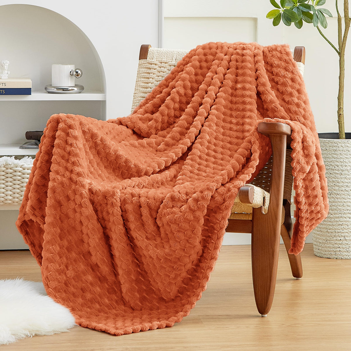EXQ Home Turtle Shell Throw Blanket Beige for Couch Gentle Soft Fleece