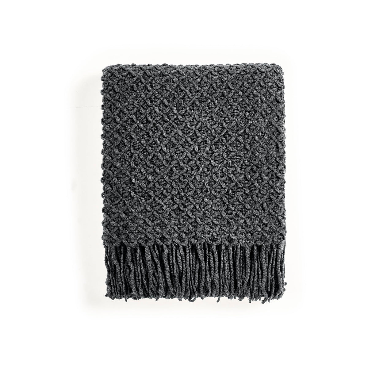 CREVENT Farmhouse Boho Knitted Throw Blanket for Couch Sofa Chair Bed Home Decoration, Soft Warm Cozy Light Weight for Spring Summer Fall (50''X60'' Off White/Ivory/Cream)