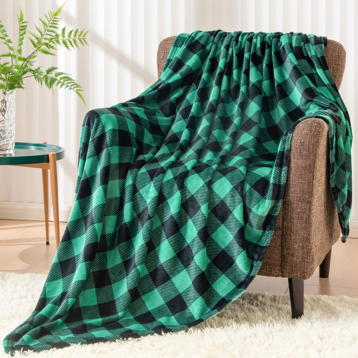 BEDELITE Buffalo Plaid Flannel Fleece Throw Blanket for Couch