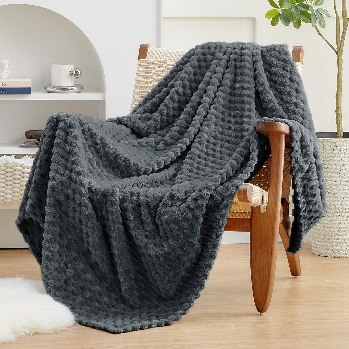 EXQ Home Turtle Shell Throw Blanket Beige for Couch Gentle Soft Fleece