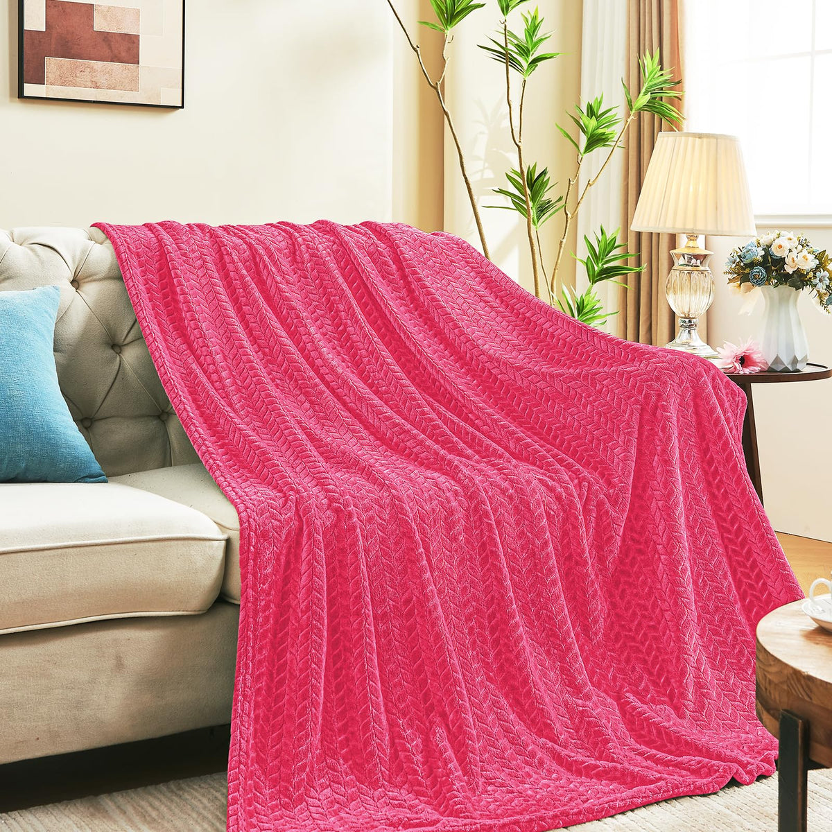 Inhand Fleece Throw Blanket, Super Soft Flannel Cozy for Adults, Washable Lightweight for Couch, Sofa, Bed, Office, Warm Plush for All Season, Green, 50"×60"