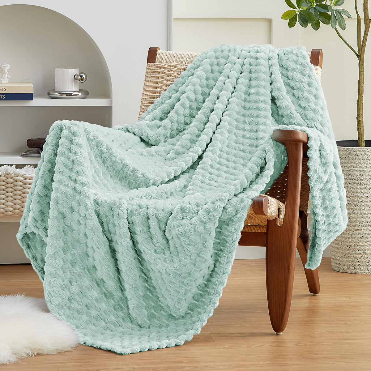 EXQ Home Turtle Shell Throw Blanket Beige for Couch Gentle Soft Fleece