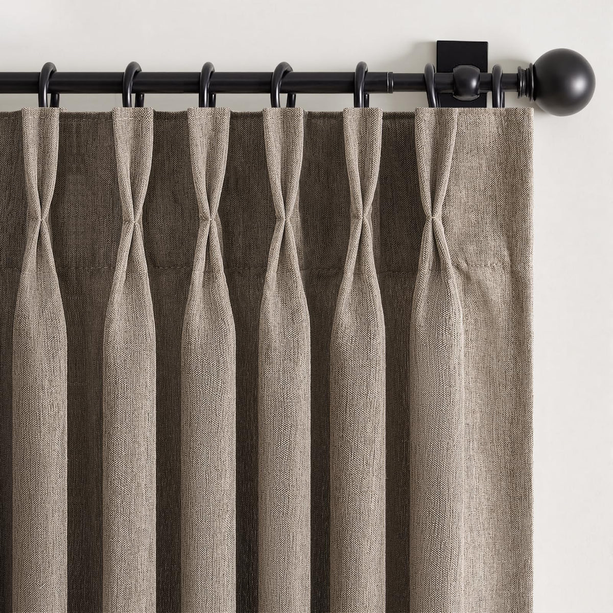 96 Inches Long Pinch Pleated Semi Sheer Curtains,Natural Linen Blended Light Filtering Window Curtains 96 Length for Living Room Bedroom Pinch Pleat Drapes with Hooks 2 Panels 72" Wx96 L