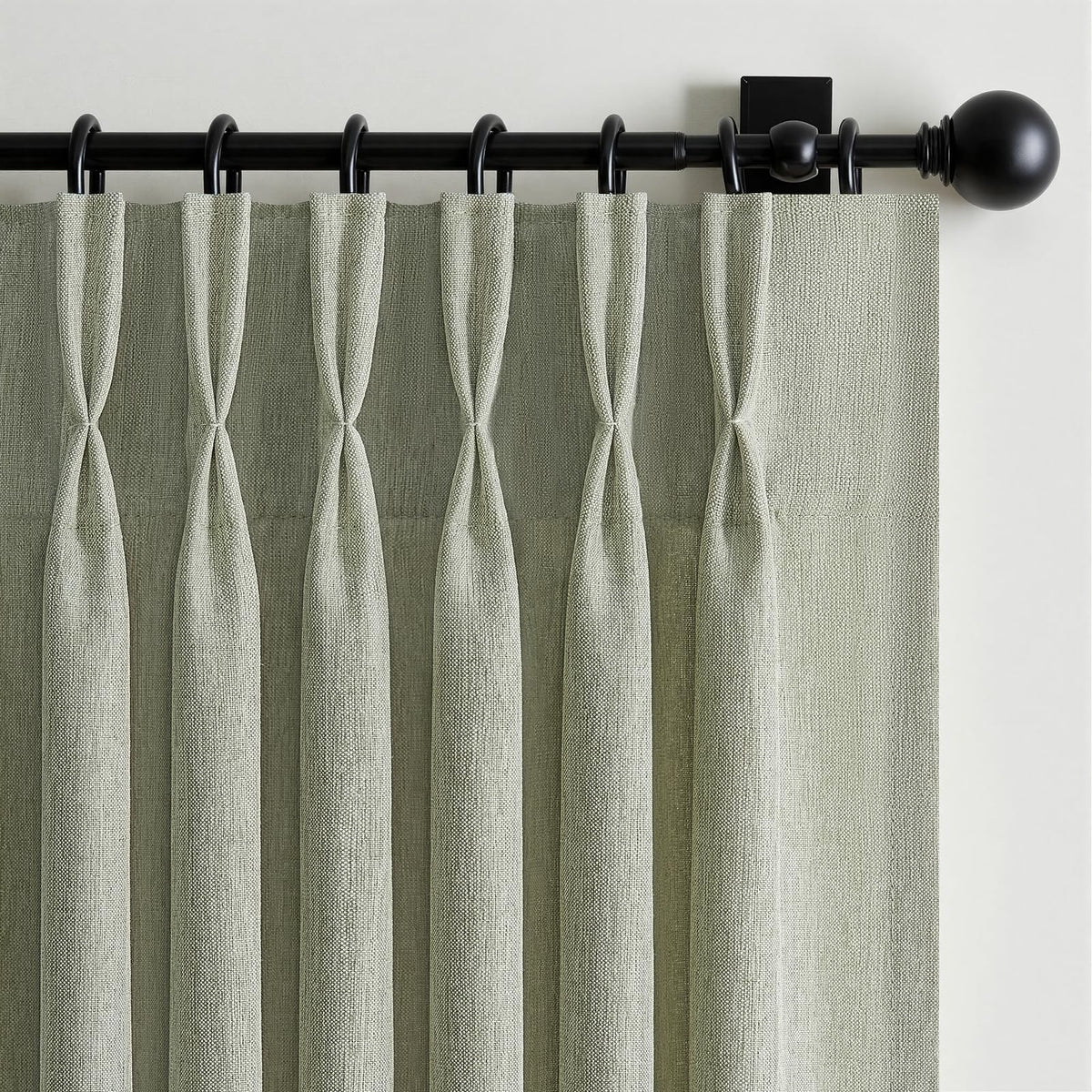 96 Inches Long Pinch Pleated Semi Sheer Curtains,Natural Linen Blended Light Filtering Window Curtains 96 Length for Living Room Bedroom Pinch Pleat Drapes with Hooks 2 Panels 72" Wx96 L