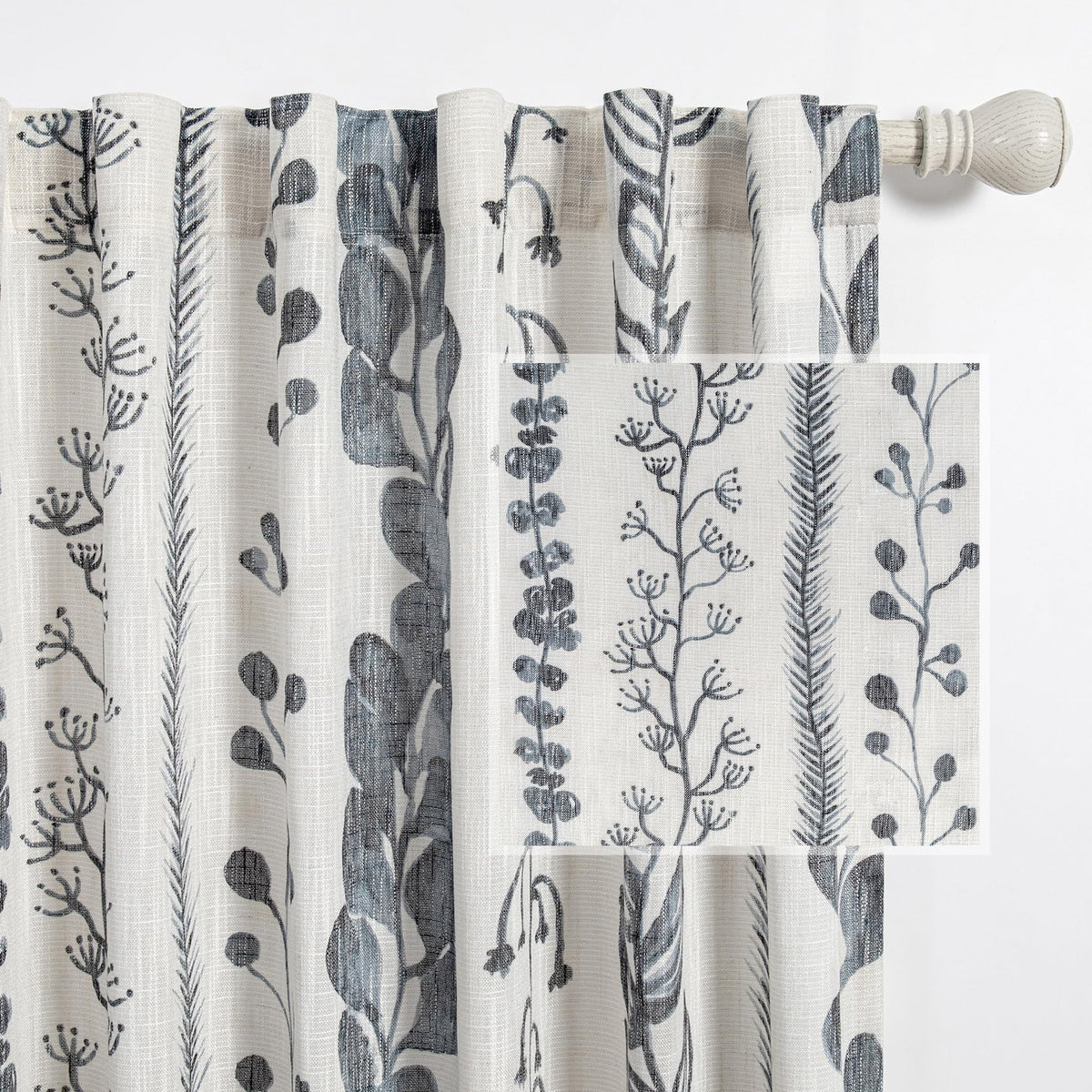 MEETSKY Sage Green Curtains 72 Inches Long 2 Panels Boho Curtains for Living Room Light Filtering Patterned Drapes for Bedroom Linen Style Back Tab Leaf Print Window Treatment, 50” Wide Each Panel