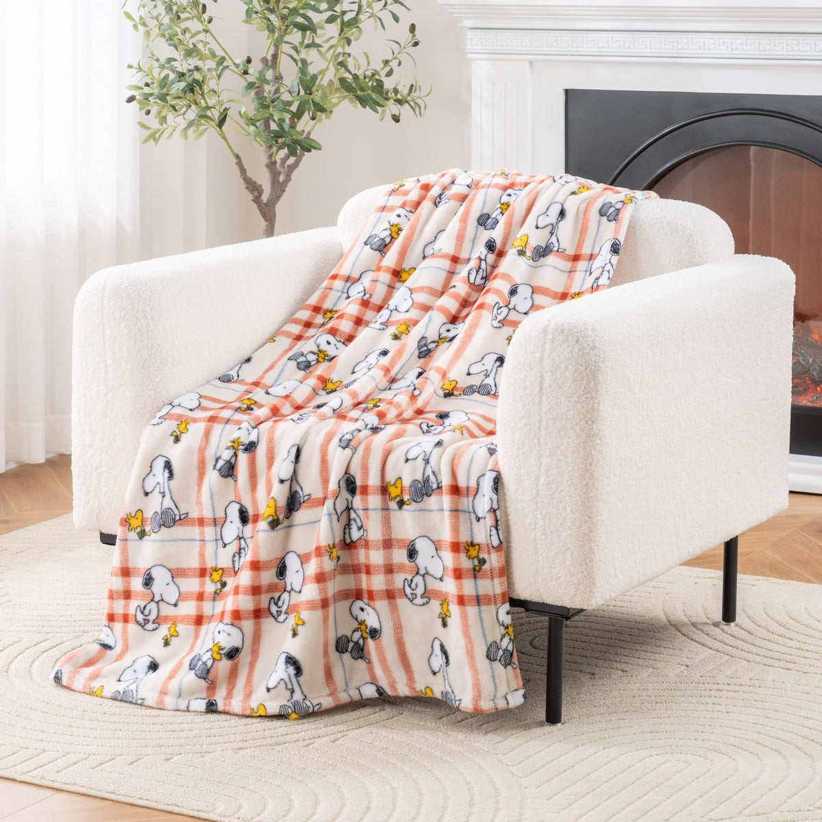 Berkshire Blanket Peanuts® VelvetLoft® Cute Character Snoopy Plush Throw Blanket,Peanuts Poses and Paws Grey,Throw 55 in x 70 in (Official Peanuts® Product)